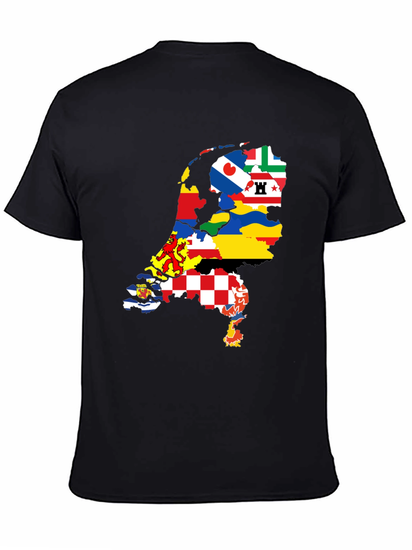 Netherlands Provinces Flag Map Black T-Shirt
