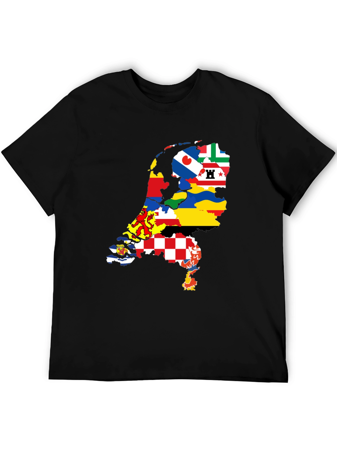 Netherlands Provinces Flag Map Black T-Shirt