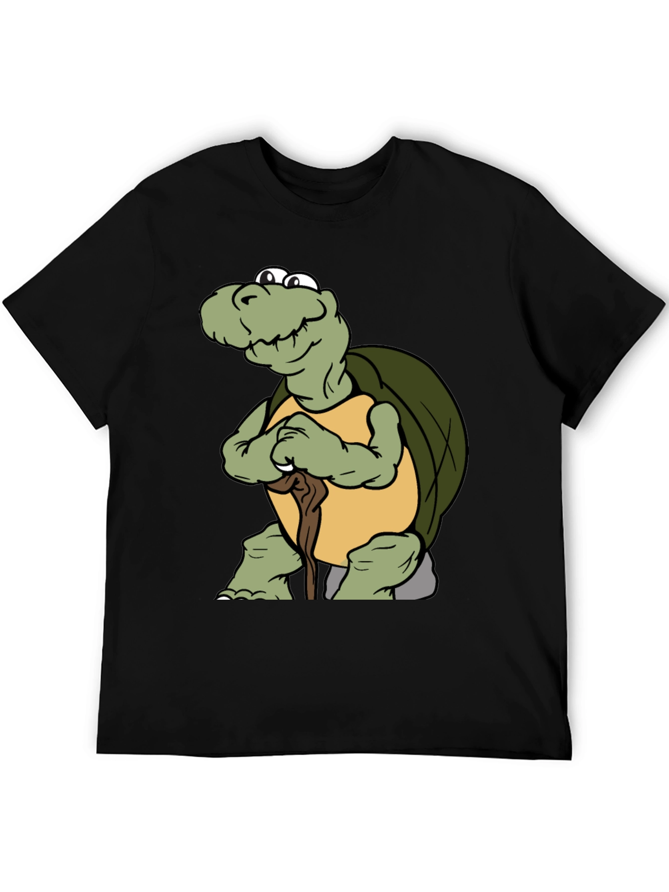 Funny Turtle Cartoon Black T-Shirt