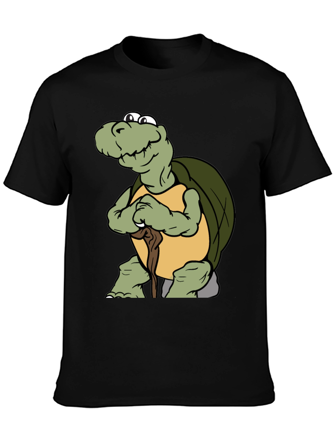 Funny Turtle Cartoon Black T-Shirt