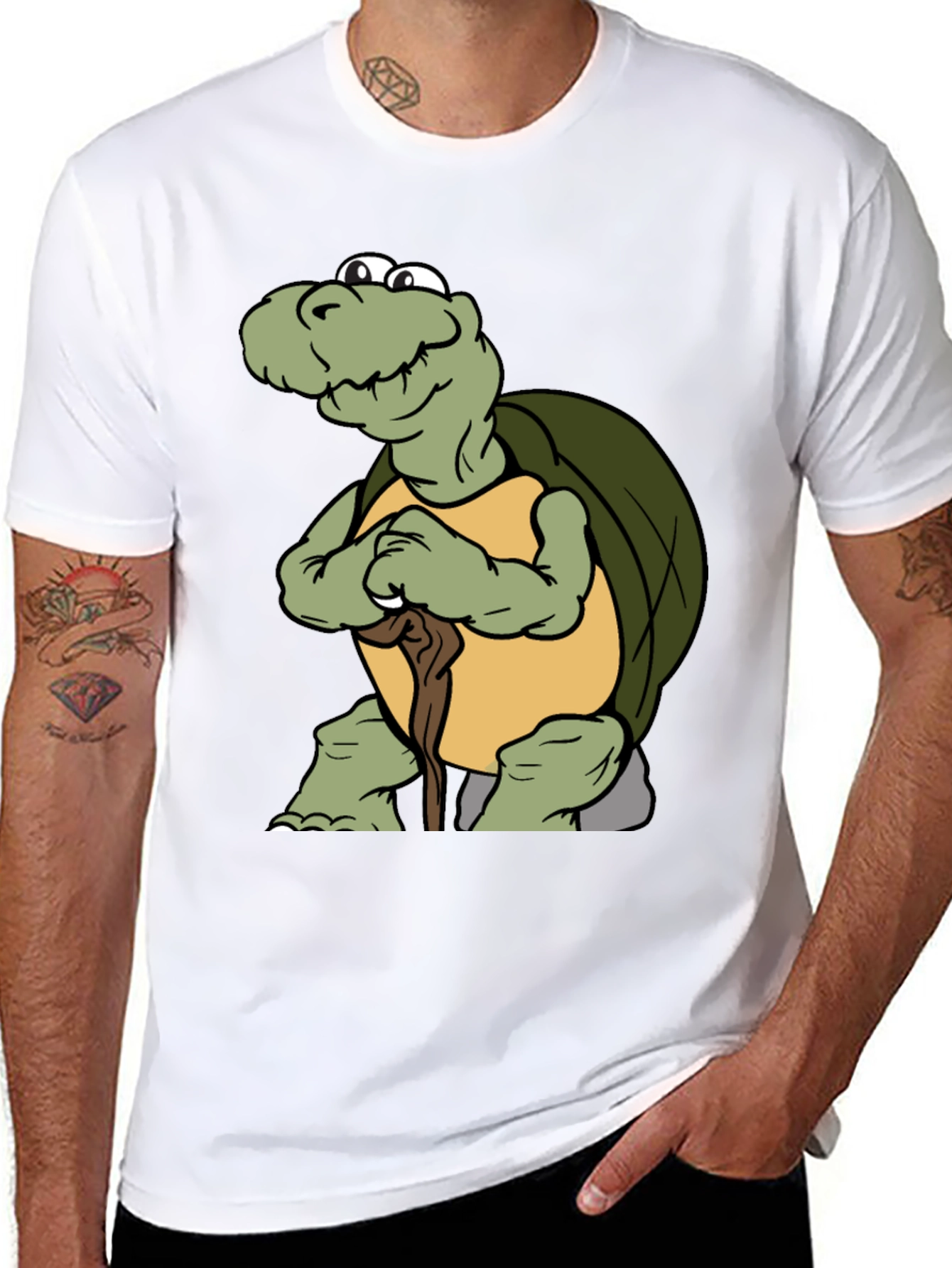 Funny Turtle Cartoon Black T-Shirt