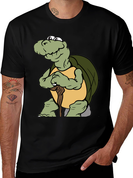 Funny Turtle Cartoon Black T-Shirt
