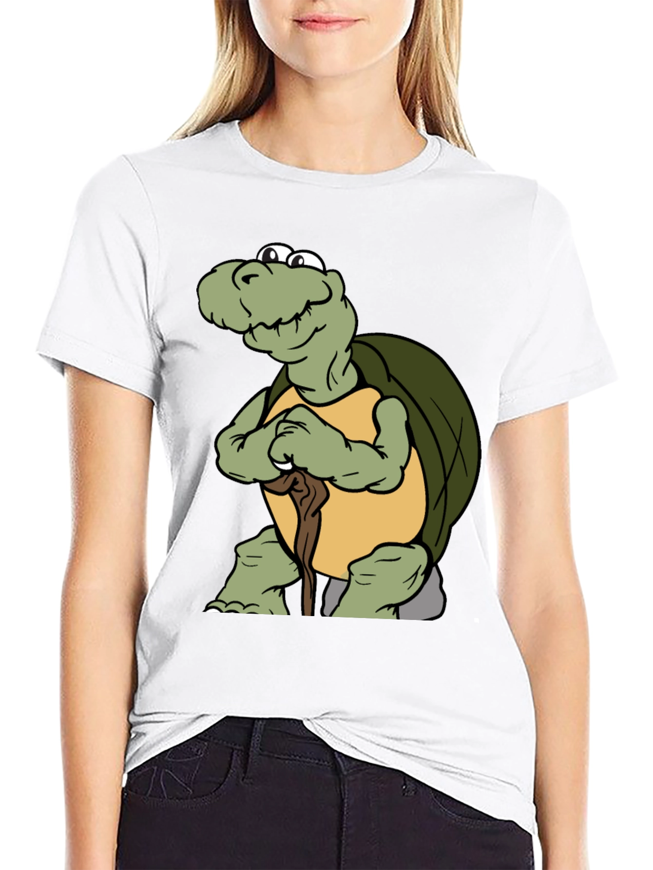 Funny Turtle Cartoon Black T-Shirt