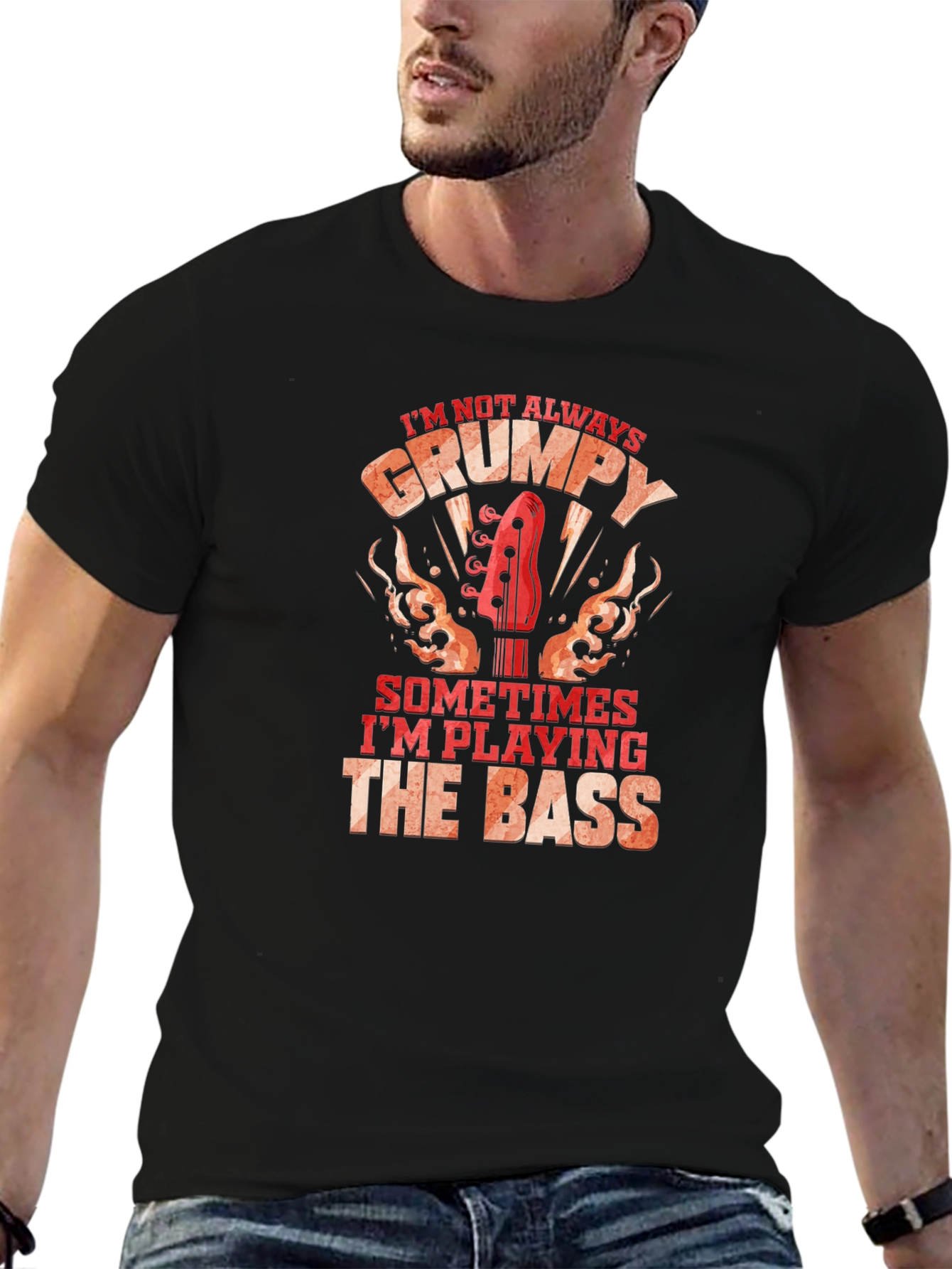 Grumpy Bass Player T-Shirt - Black