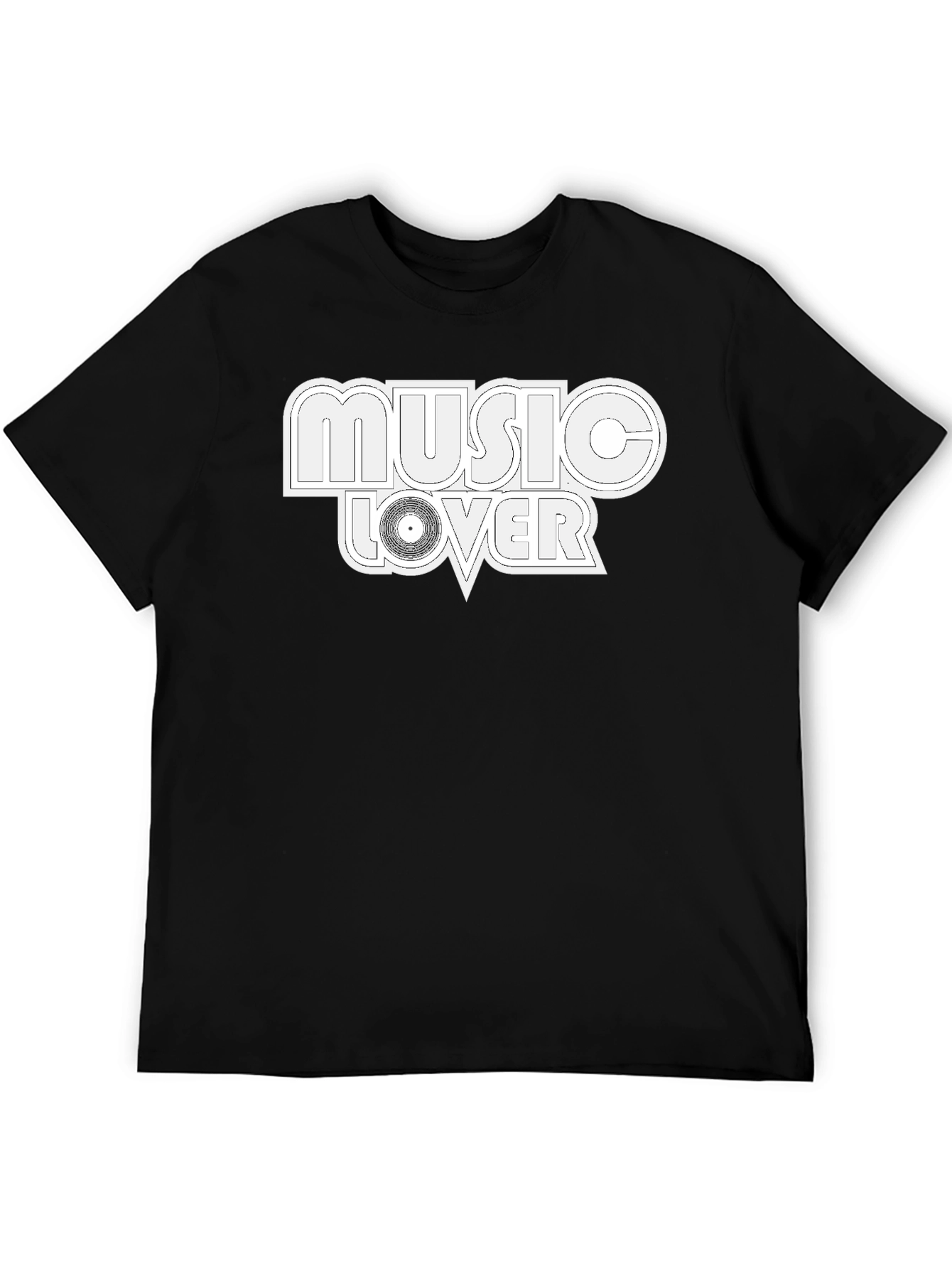 Music Lover Graphic Tee - Black Cotton Blend T-Shirt