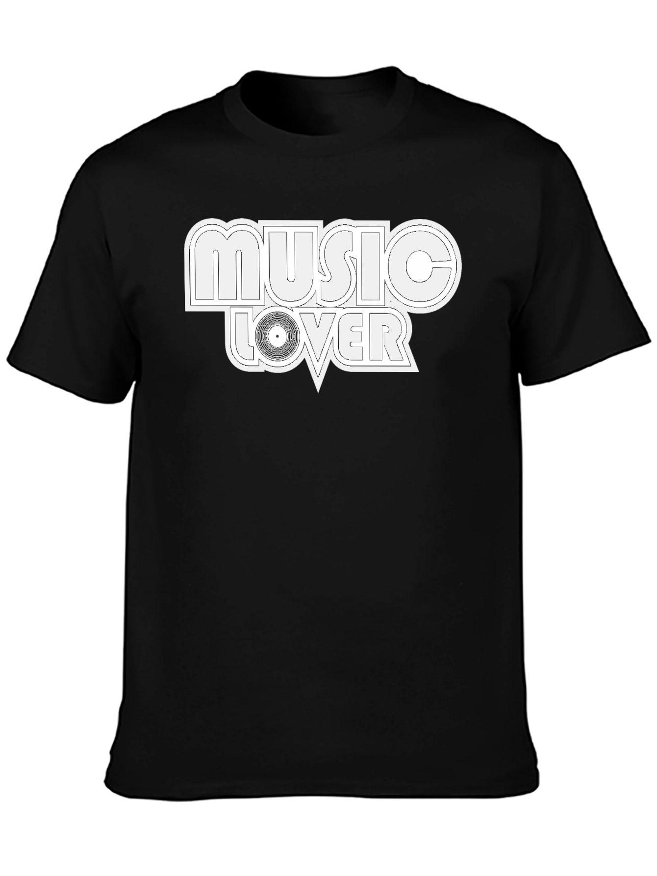 Music Lover Graphic Tee - Black Cotton Blend T-Shirt