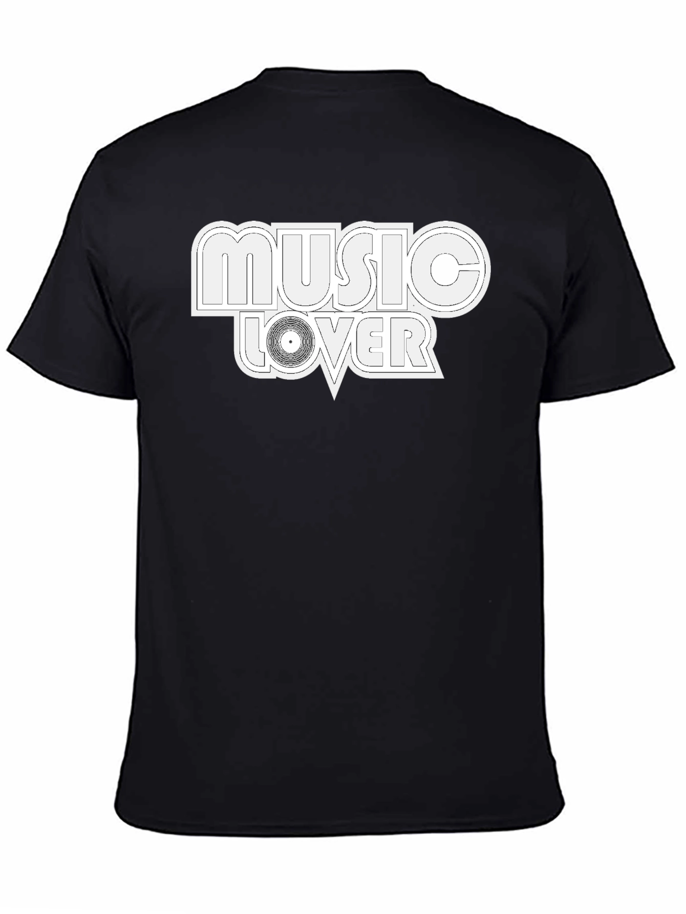 Music Lover Graphic Tee - Black Cotton Blend T-Shirt