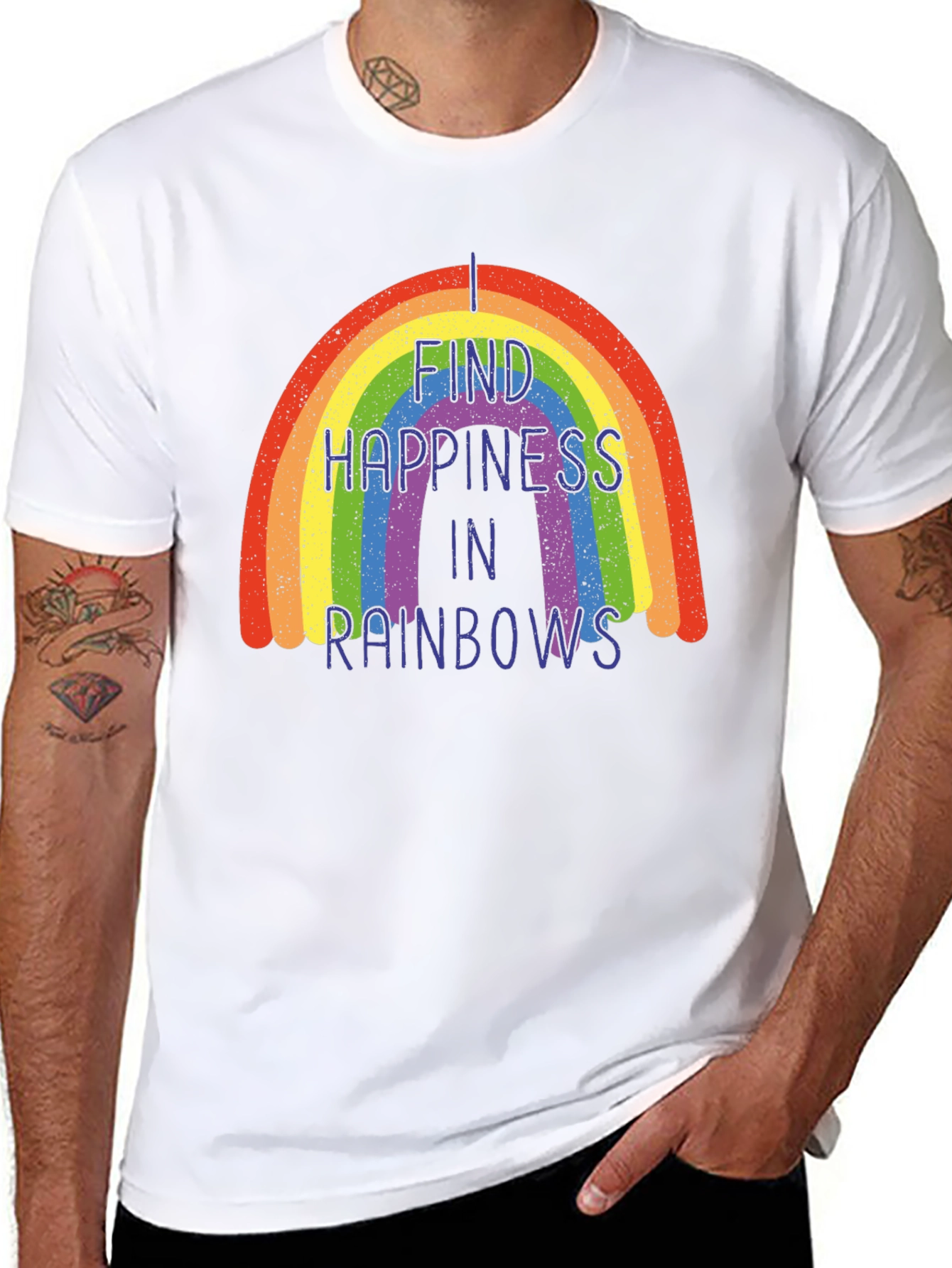 Rainbow Happiness Graphic Tee - Black