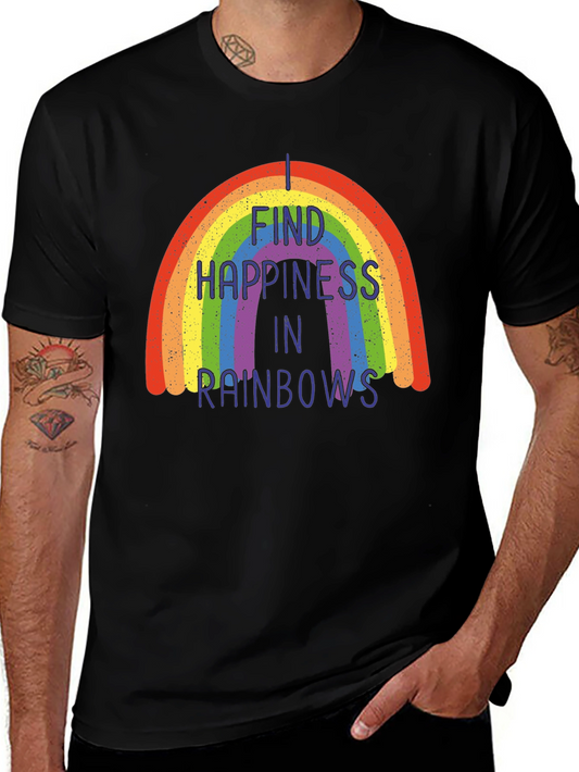 Rainbow Happiness Graphic Tee - Black
