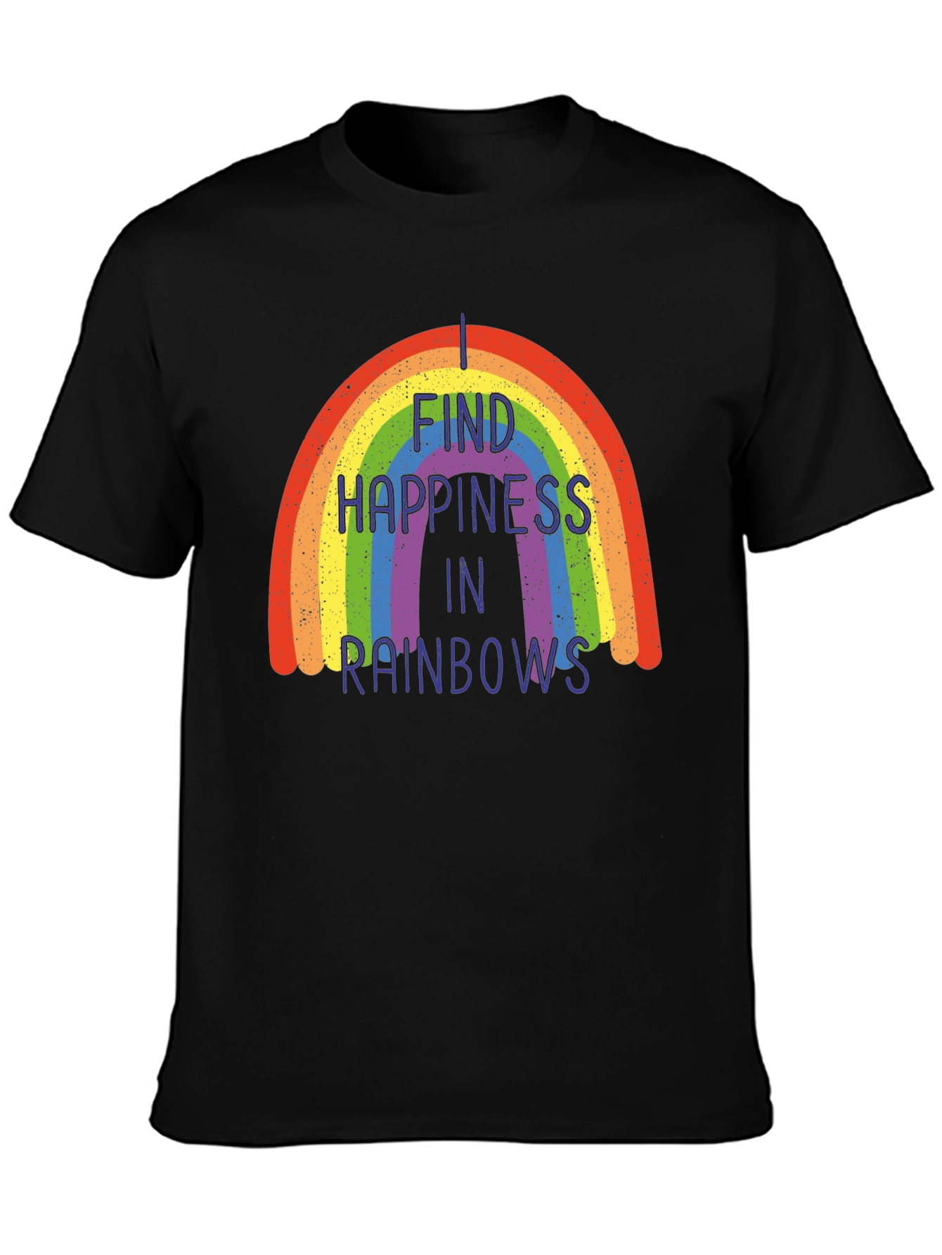 Rainbow Happiness Graphic Tee - Black