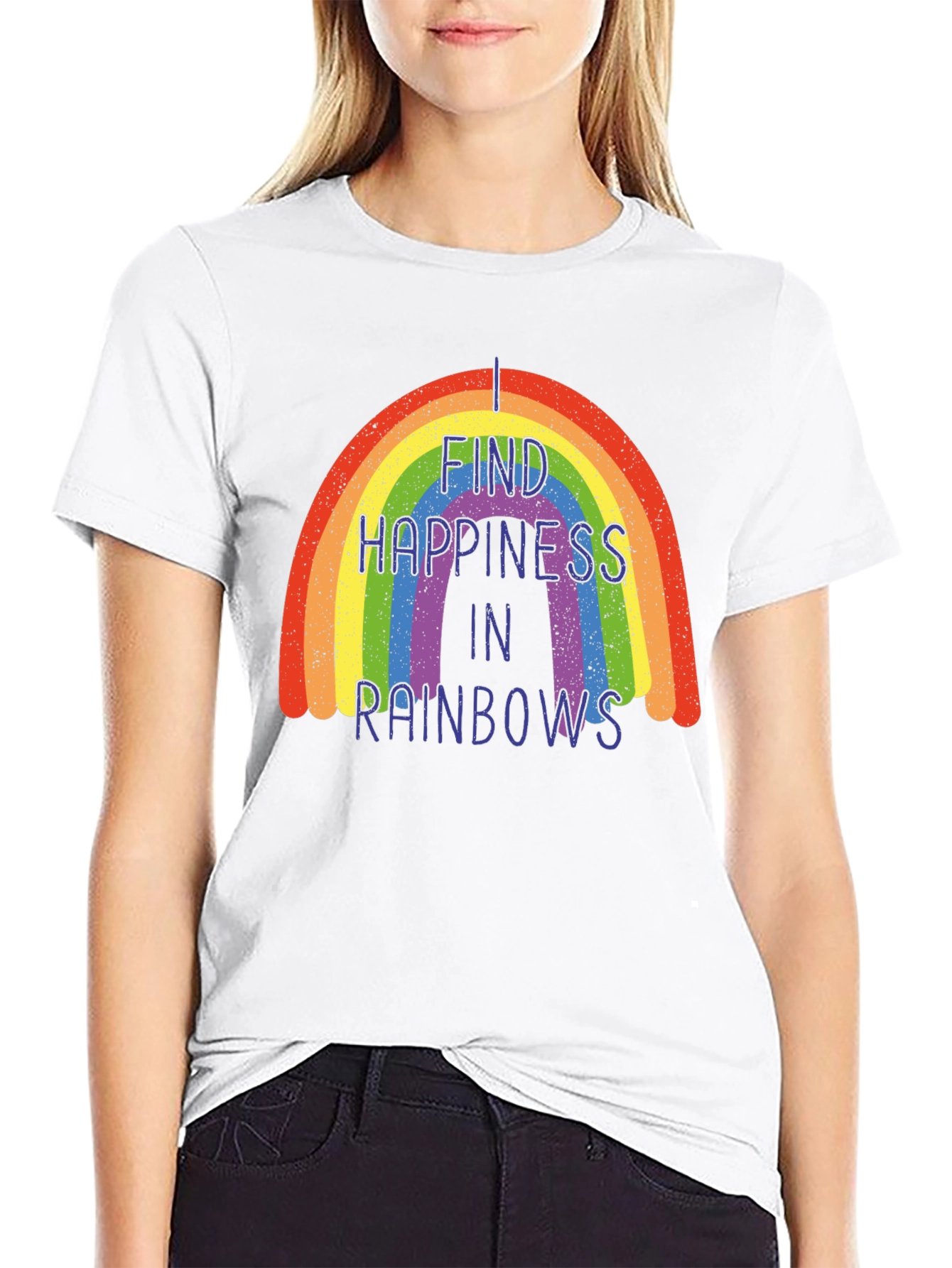 Rainbow Happiness Graphic Tee - Black