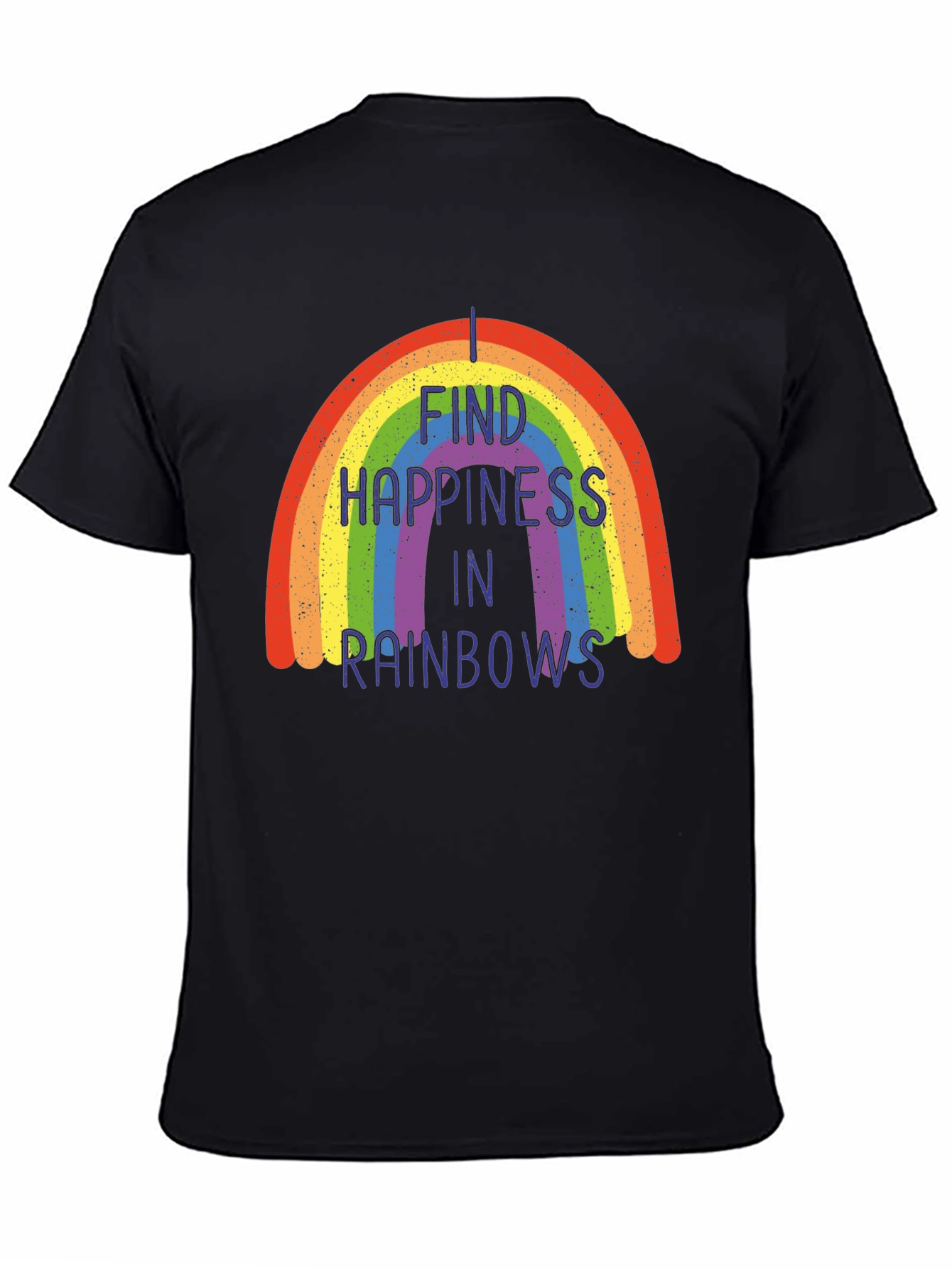 Rainbow Happiness Graphic Tee - Black