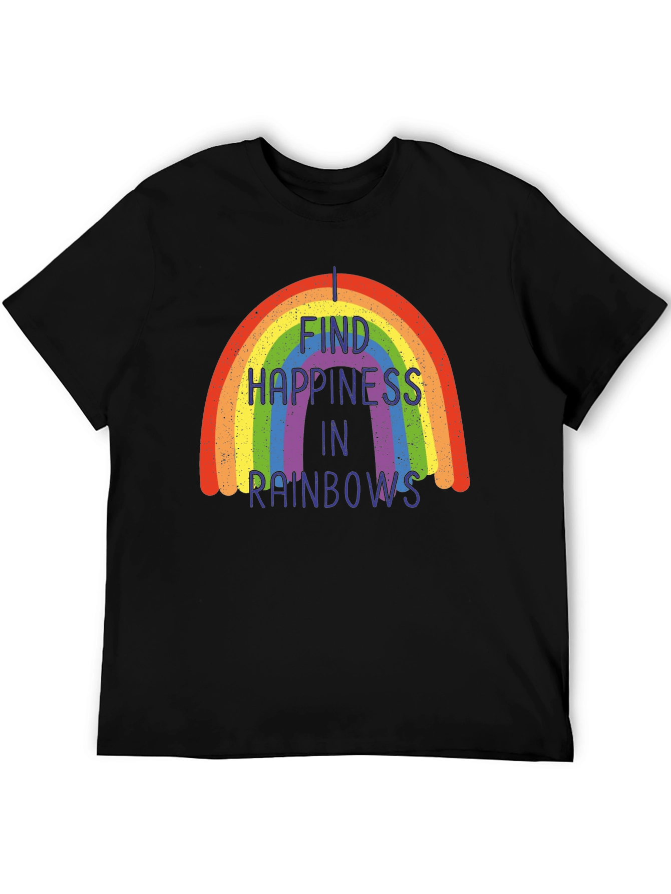 Rainbow Happiness Graphic Tee - Black