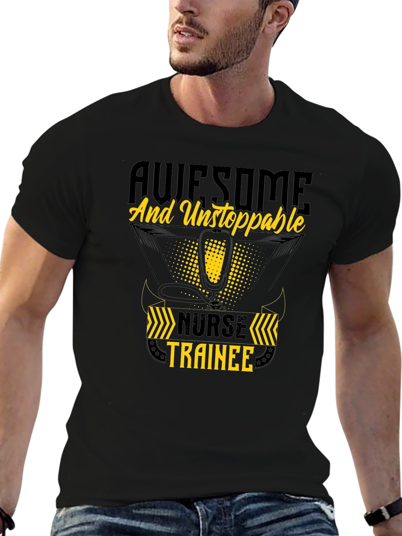 Awesome Nurse Trainee T-Shirt - Black Cotton