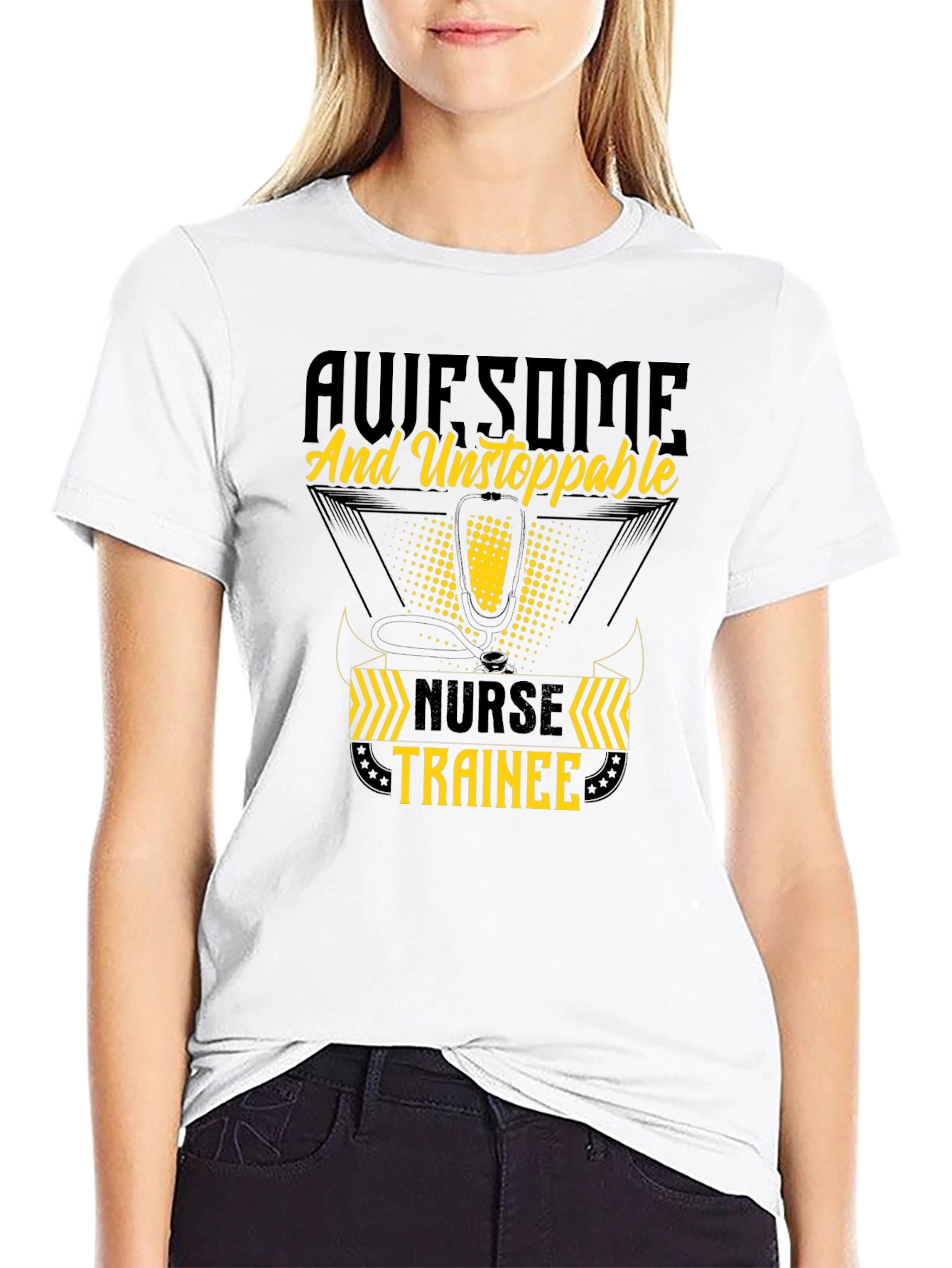 Awesome Nurse Trainee T-Shirt - Black Cotton