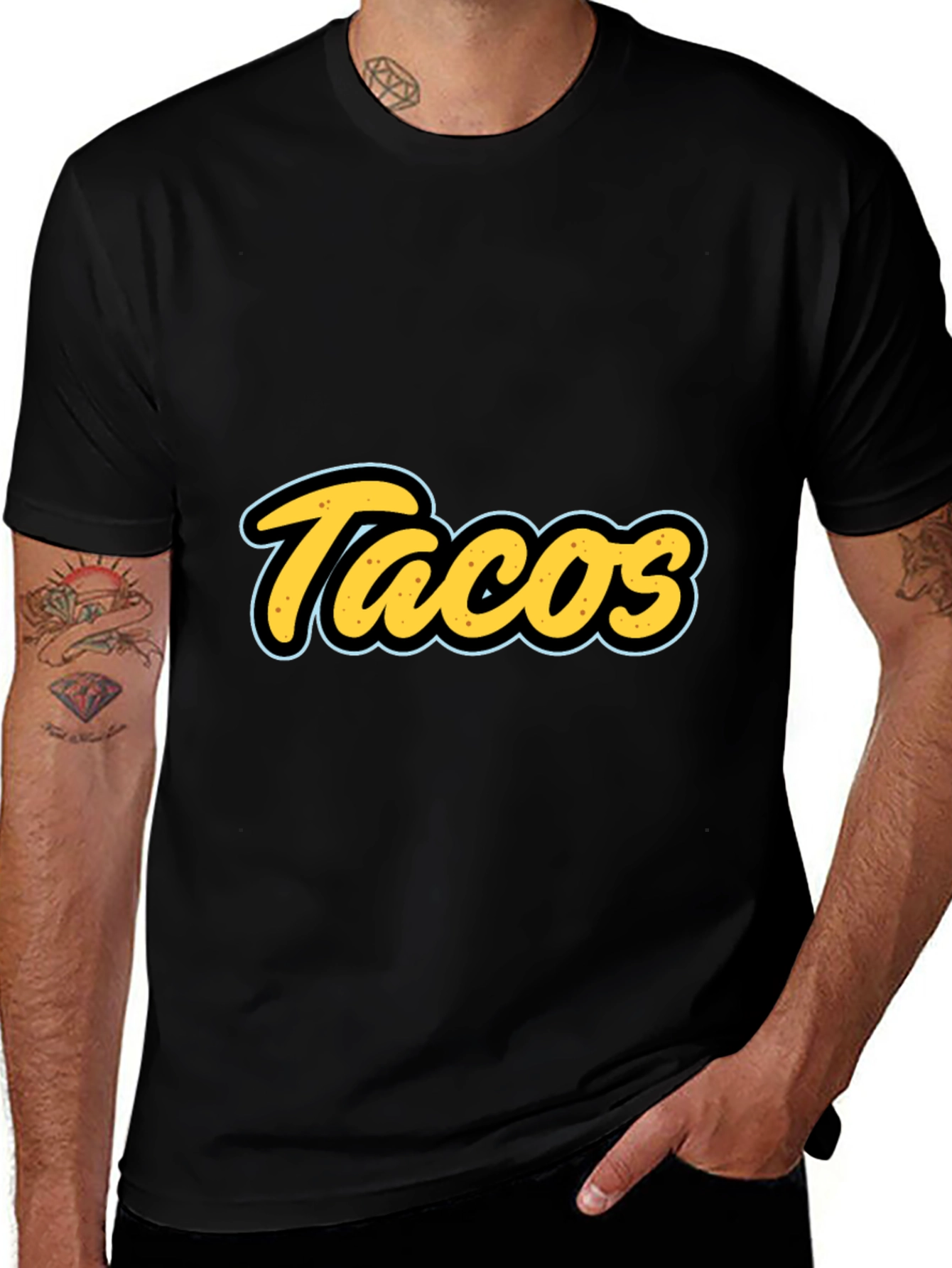 Tacos Graphic T-Shirt - Black Casual