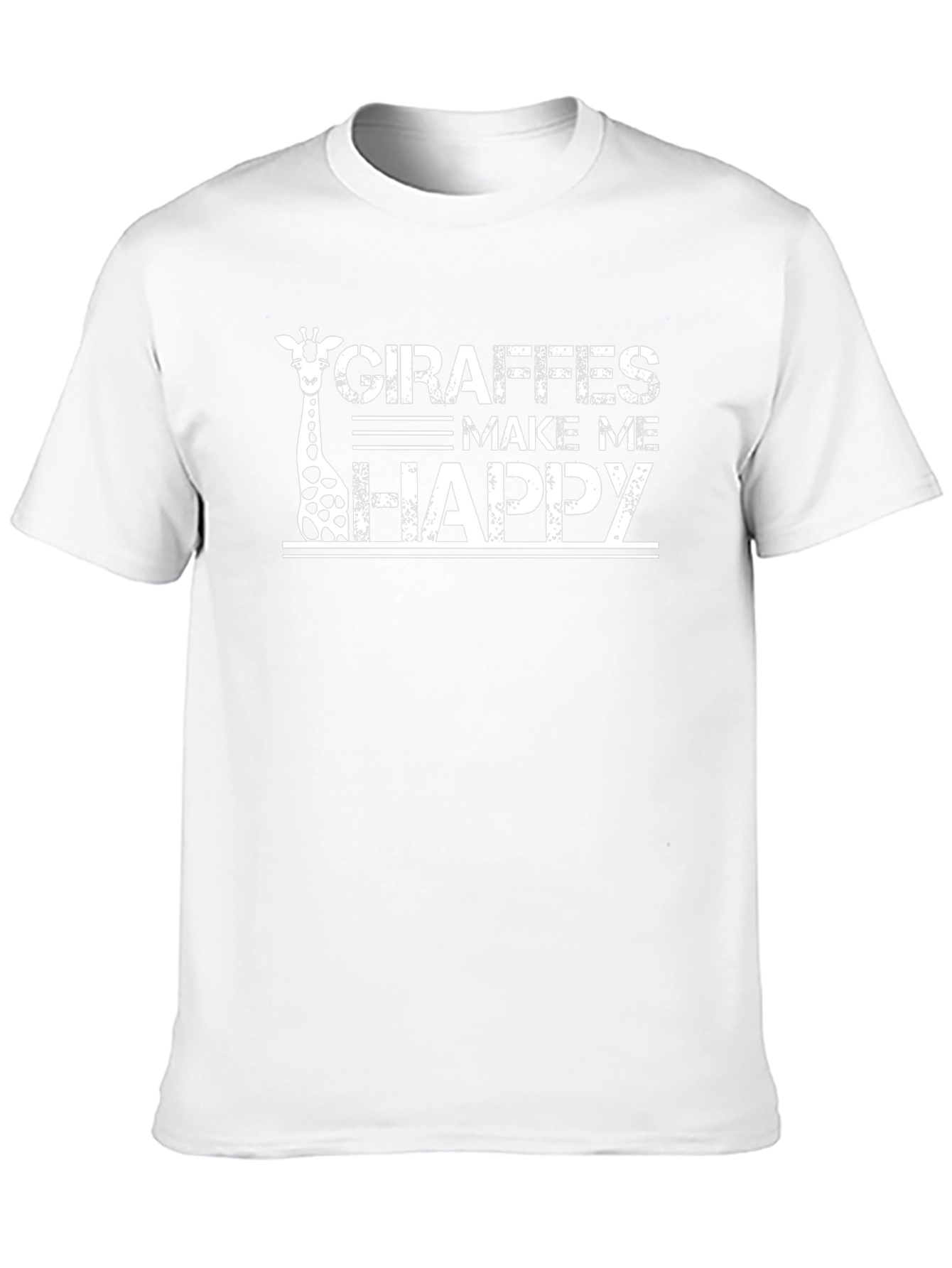 Giraffe Make Me Happy Graphic Black T-Shirt