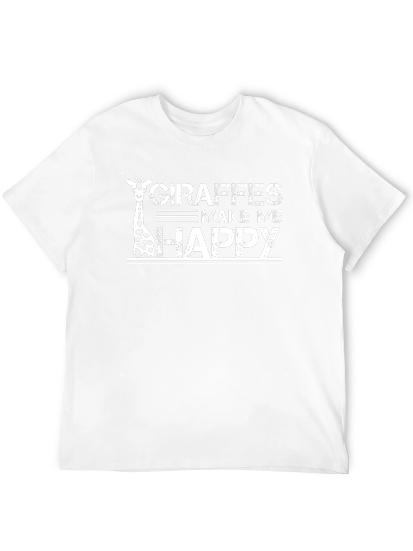 Giraffe Make Me Happy Graphic Black T-Shirt
