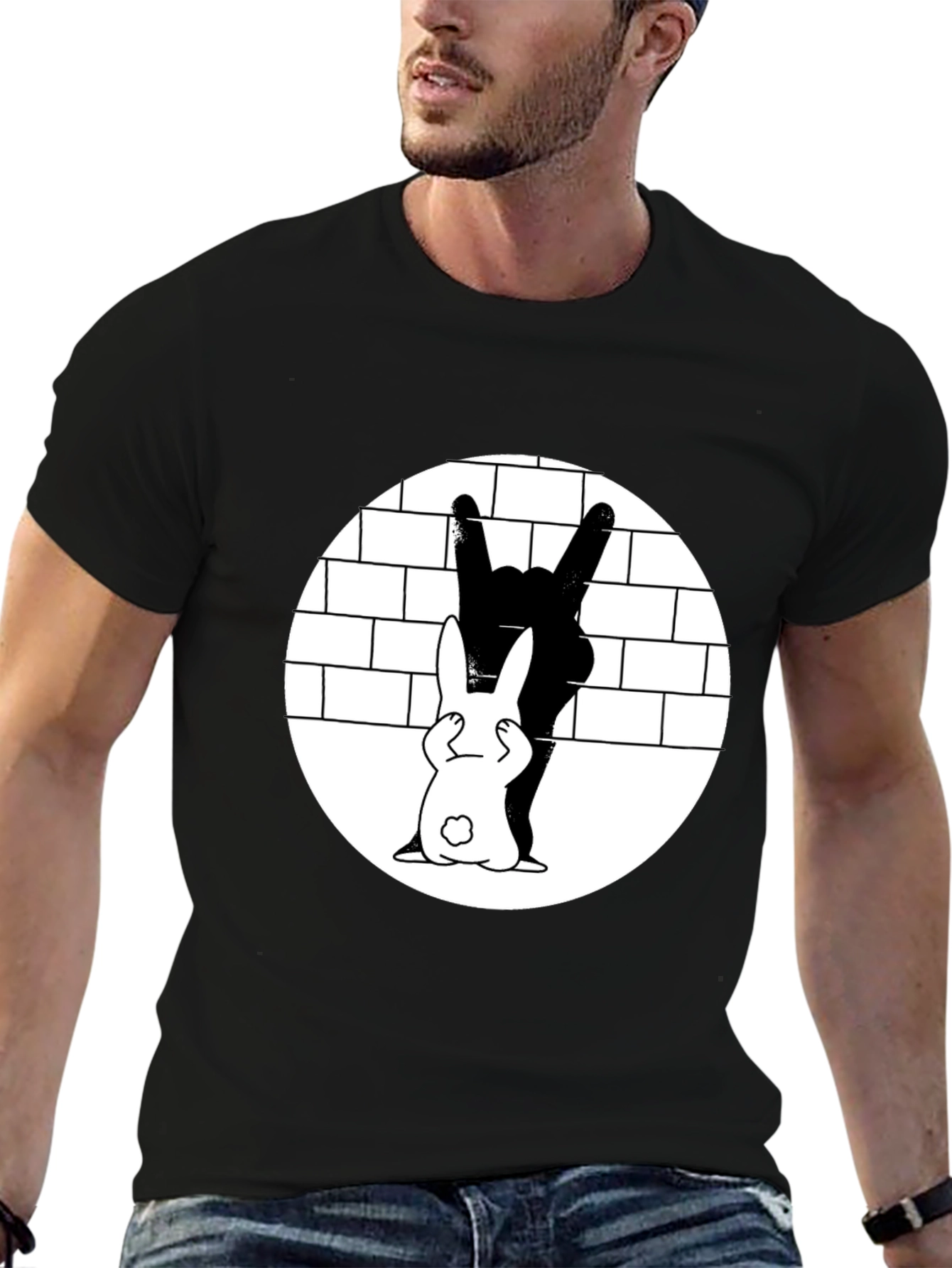 Rabbit Rock Hand Gesture Graphic Tee