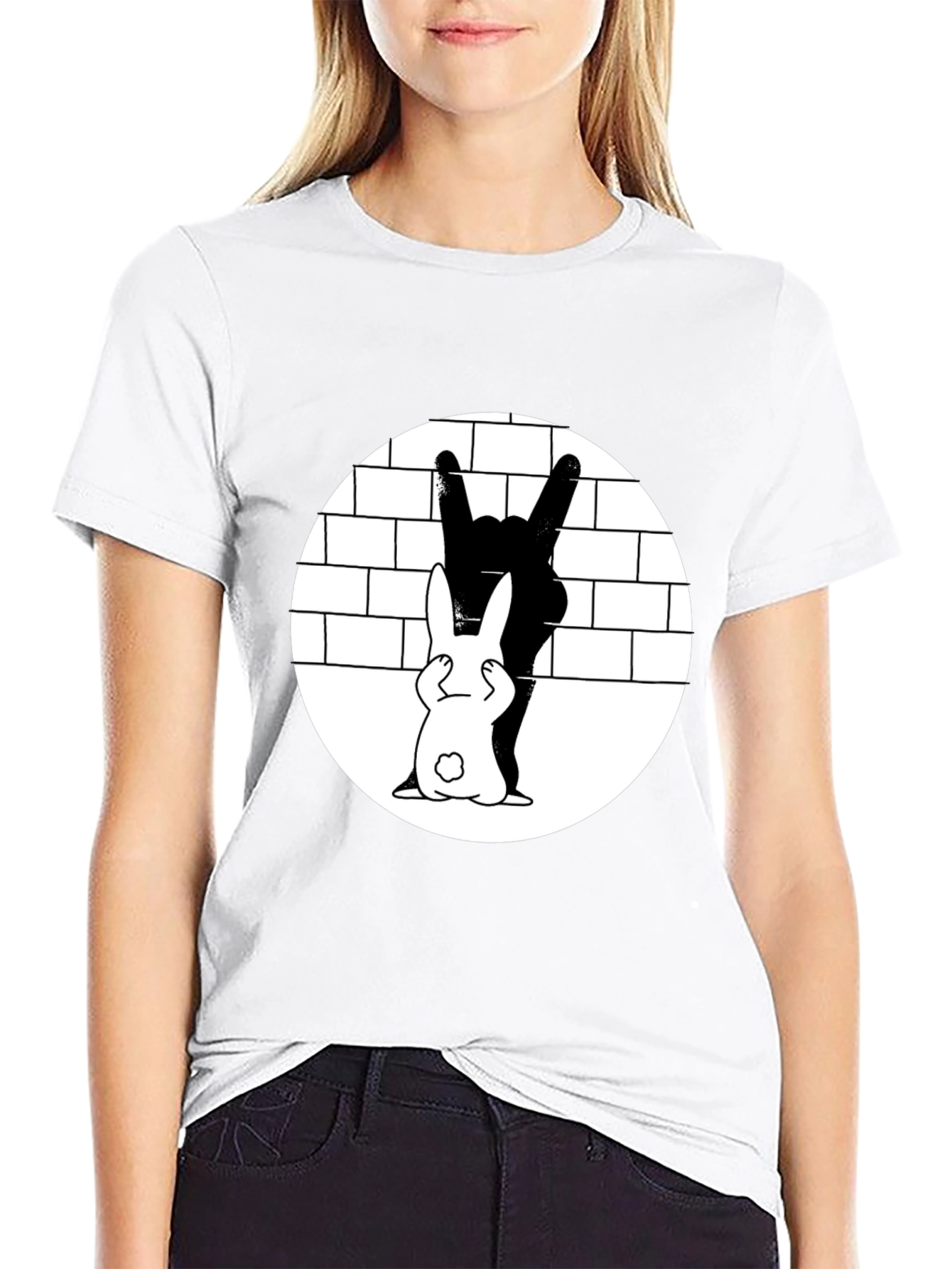 Rabbit Rock Hand Gesture Graphic Tee