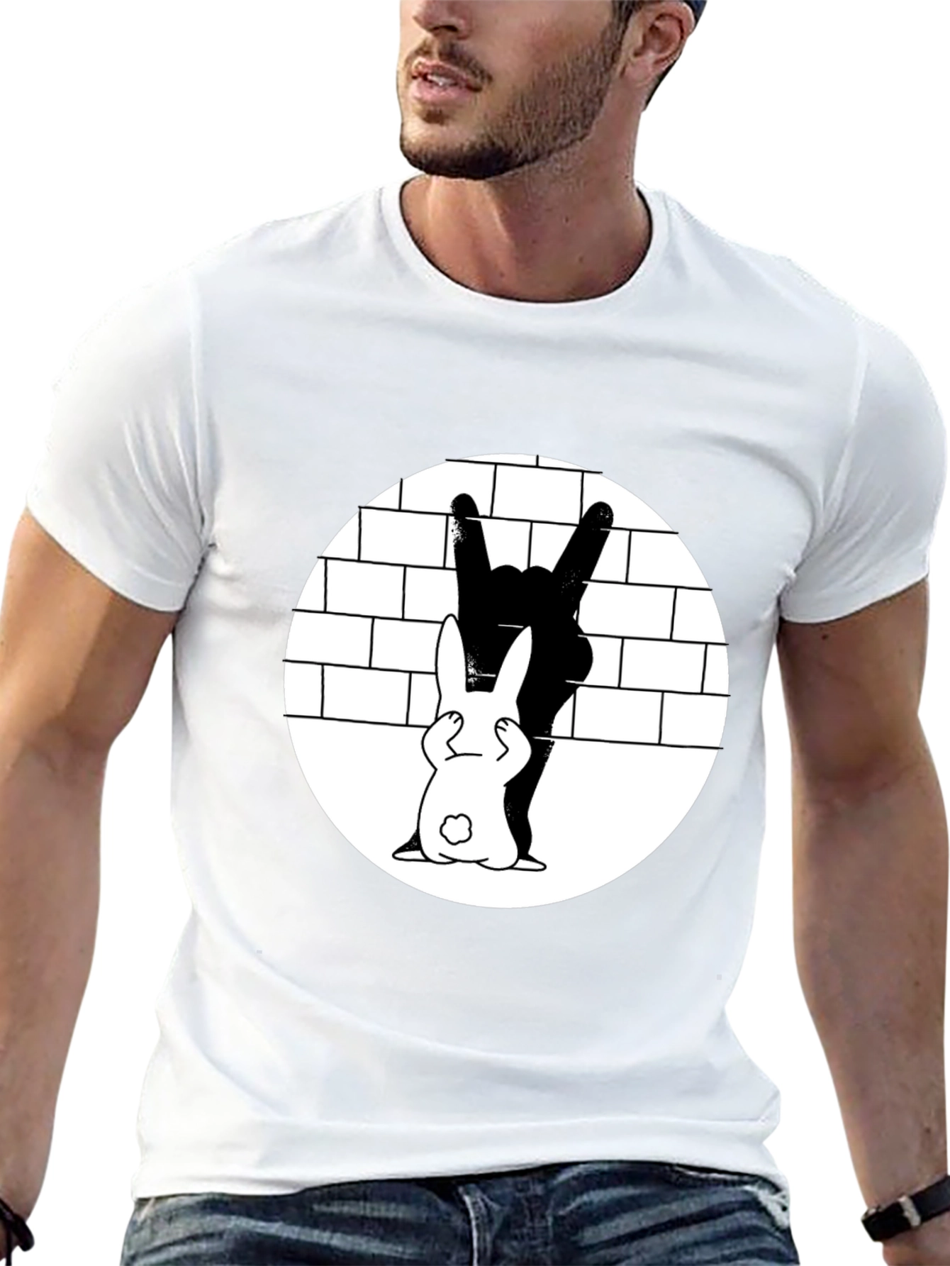 Rabbit Rock Hand Gesture Graphic Tee