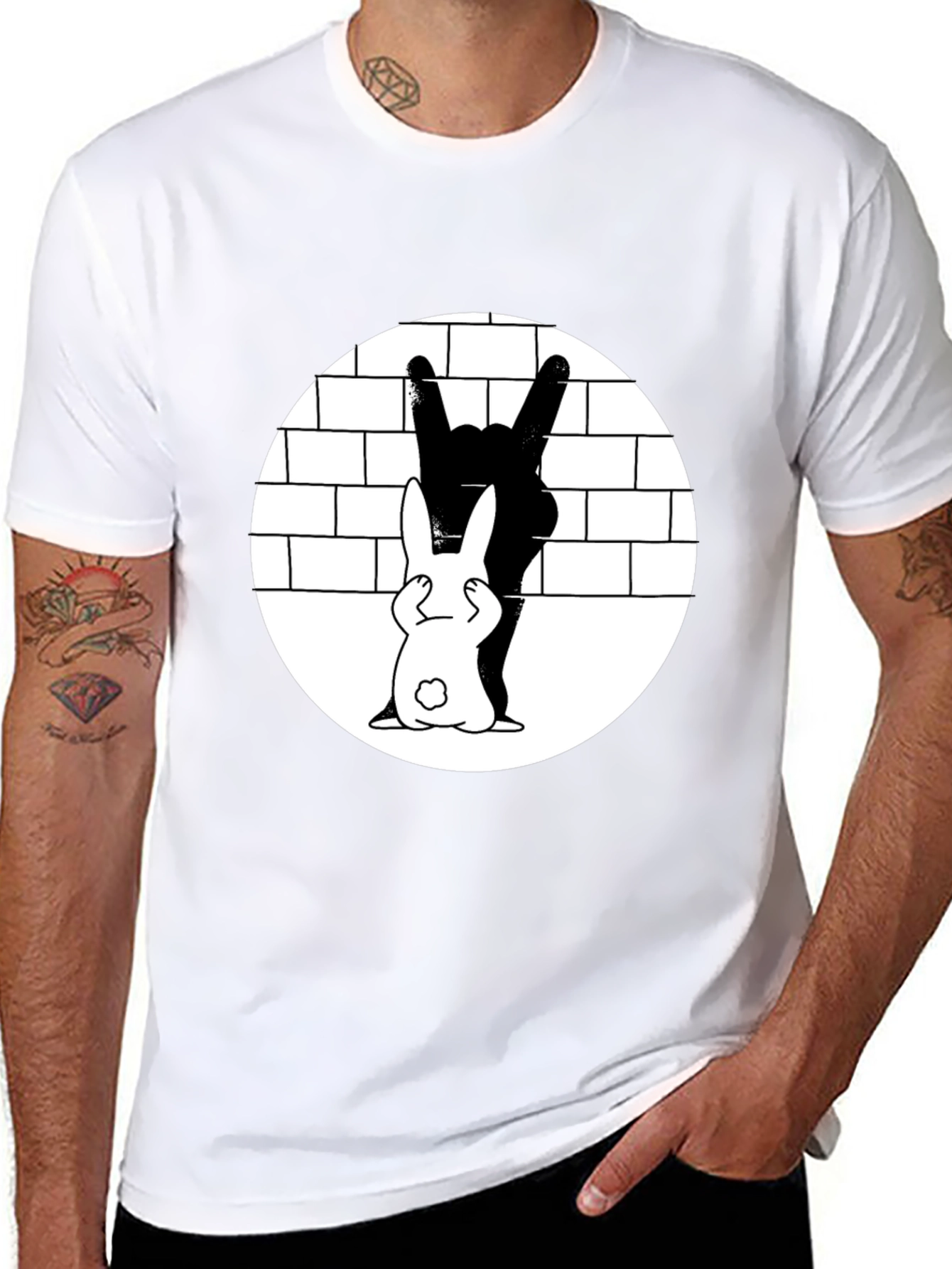 Rabbit Rock Hand Gesture Graphic Tee