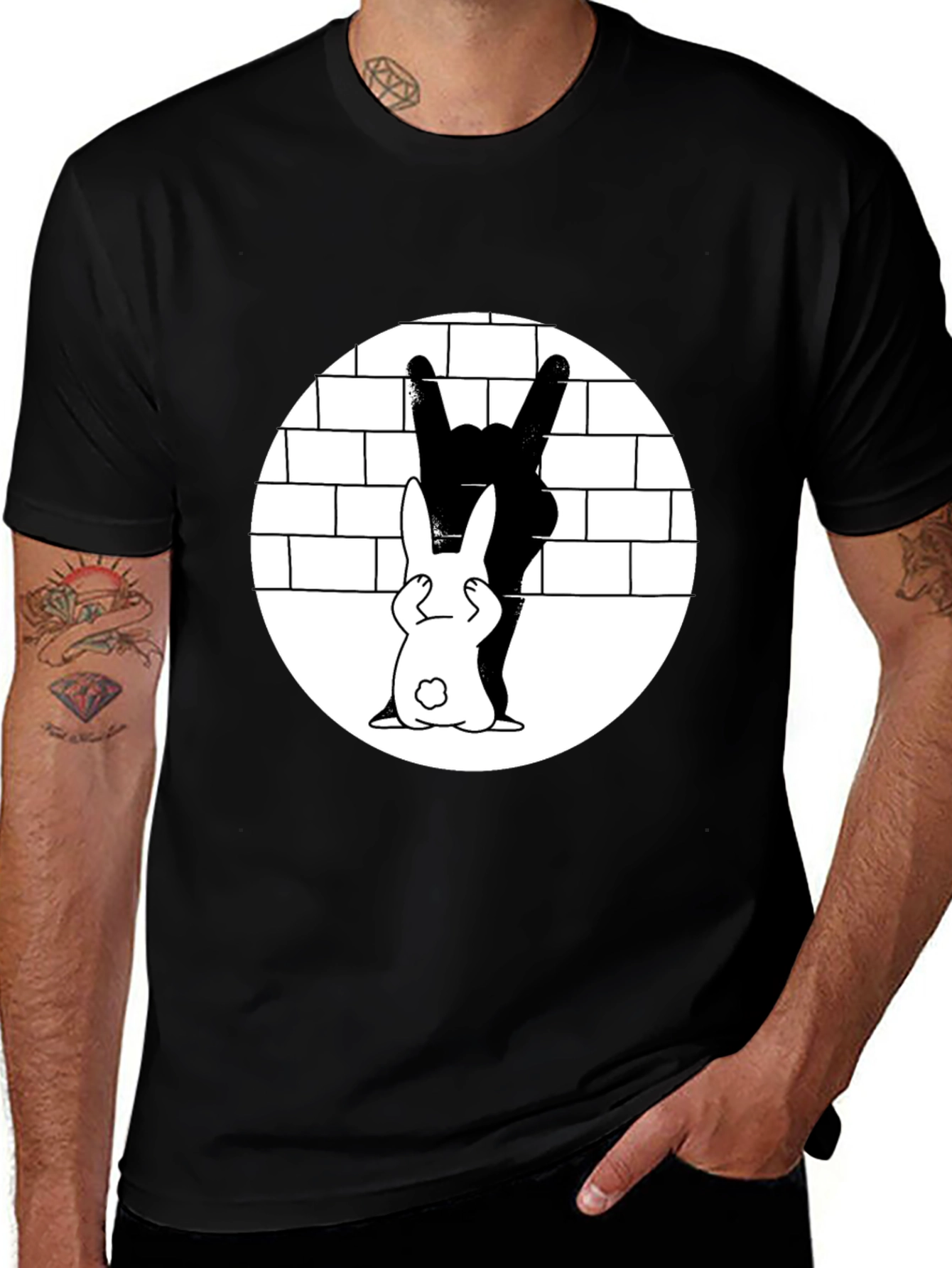 Rabbit Rock Hand Gesture Graphic Tee