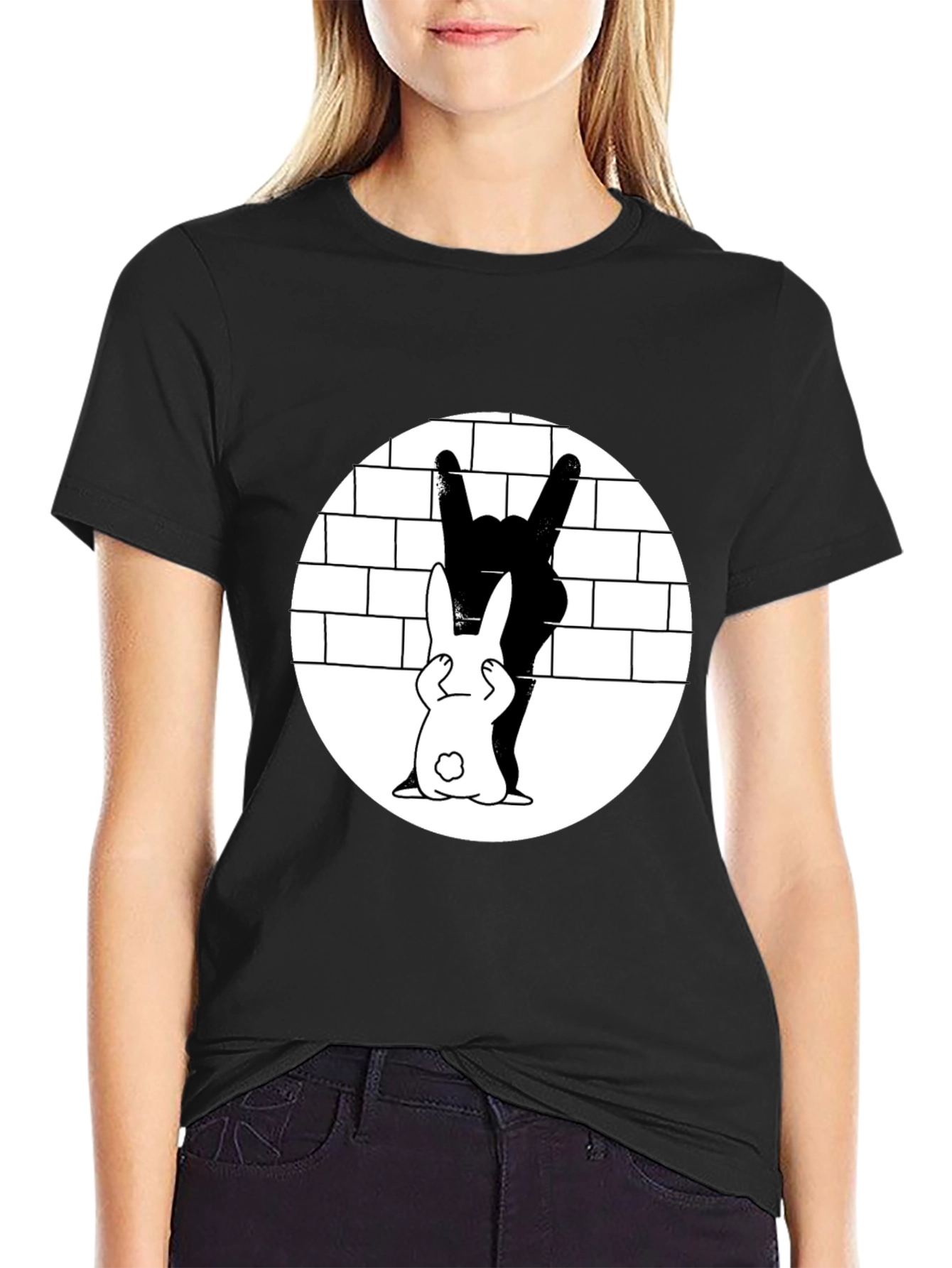 Rabbit Rock Hand Gesture Graphic Tee