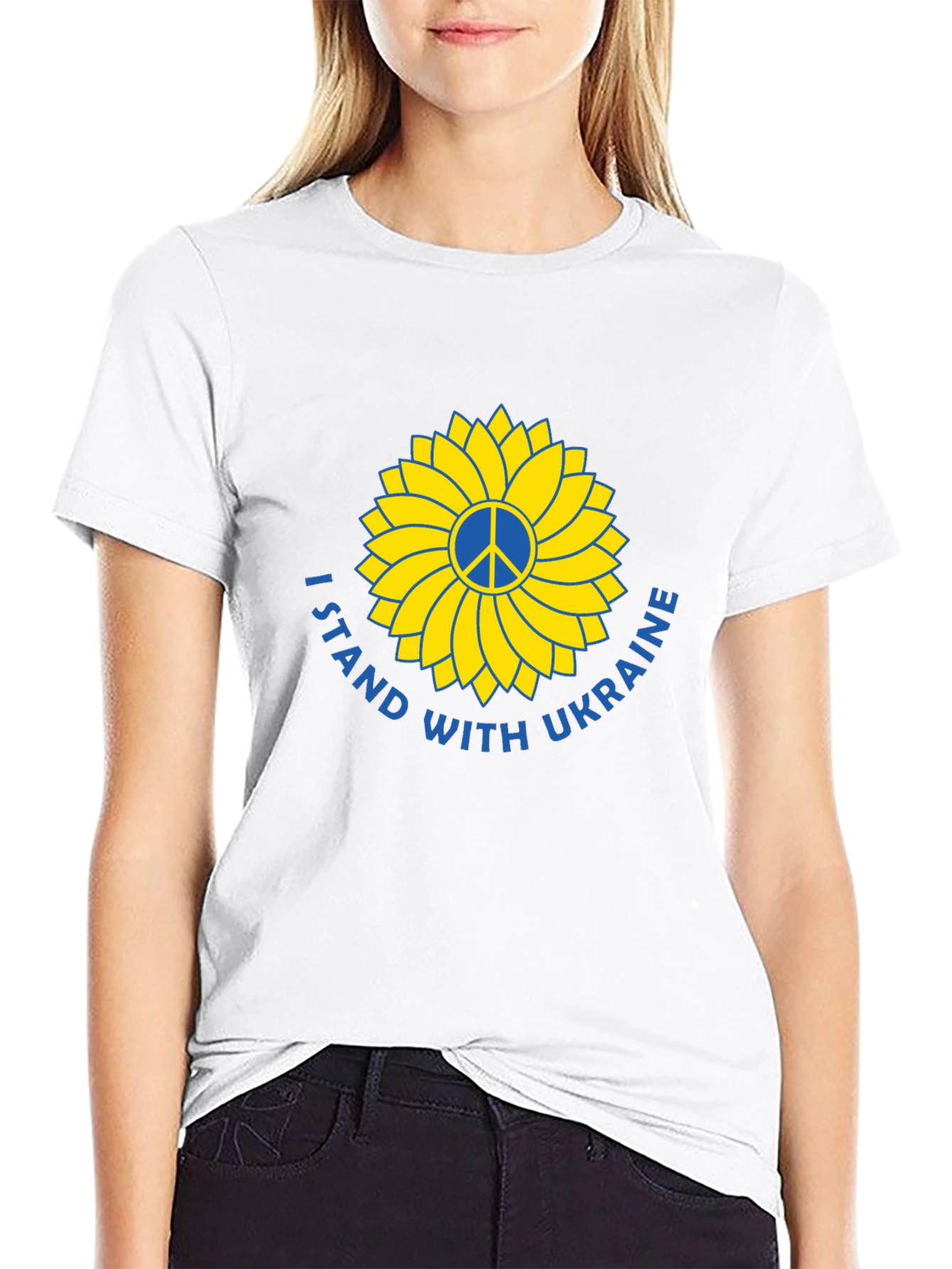 Ukraine Support T-Shirt Peace Sunflower Design