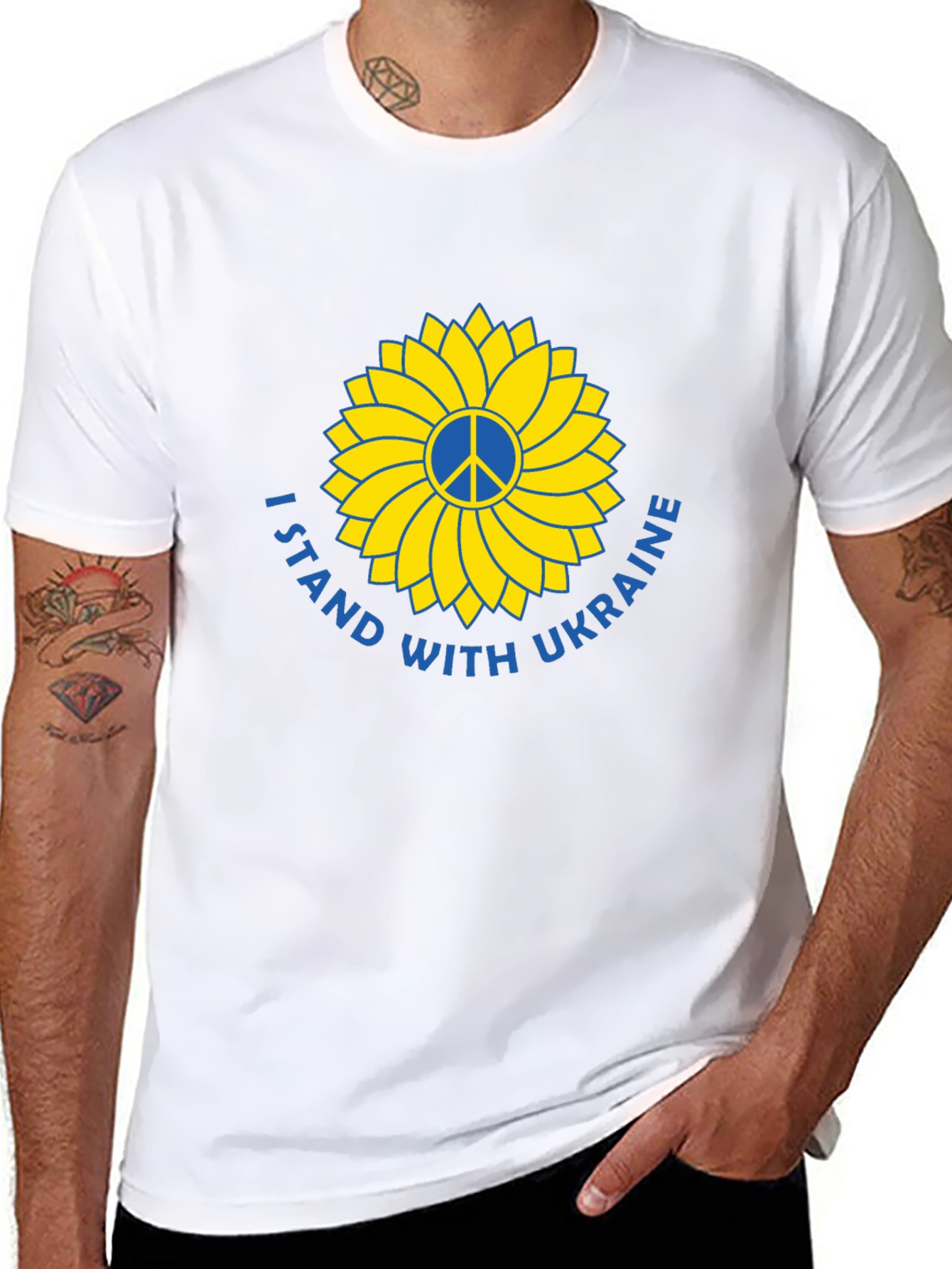 Ukraine Support T-Shirt Peace Sunflower Design