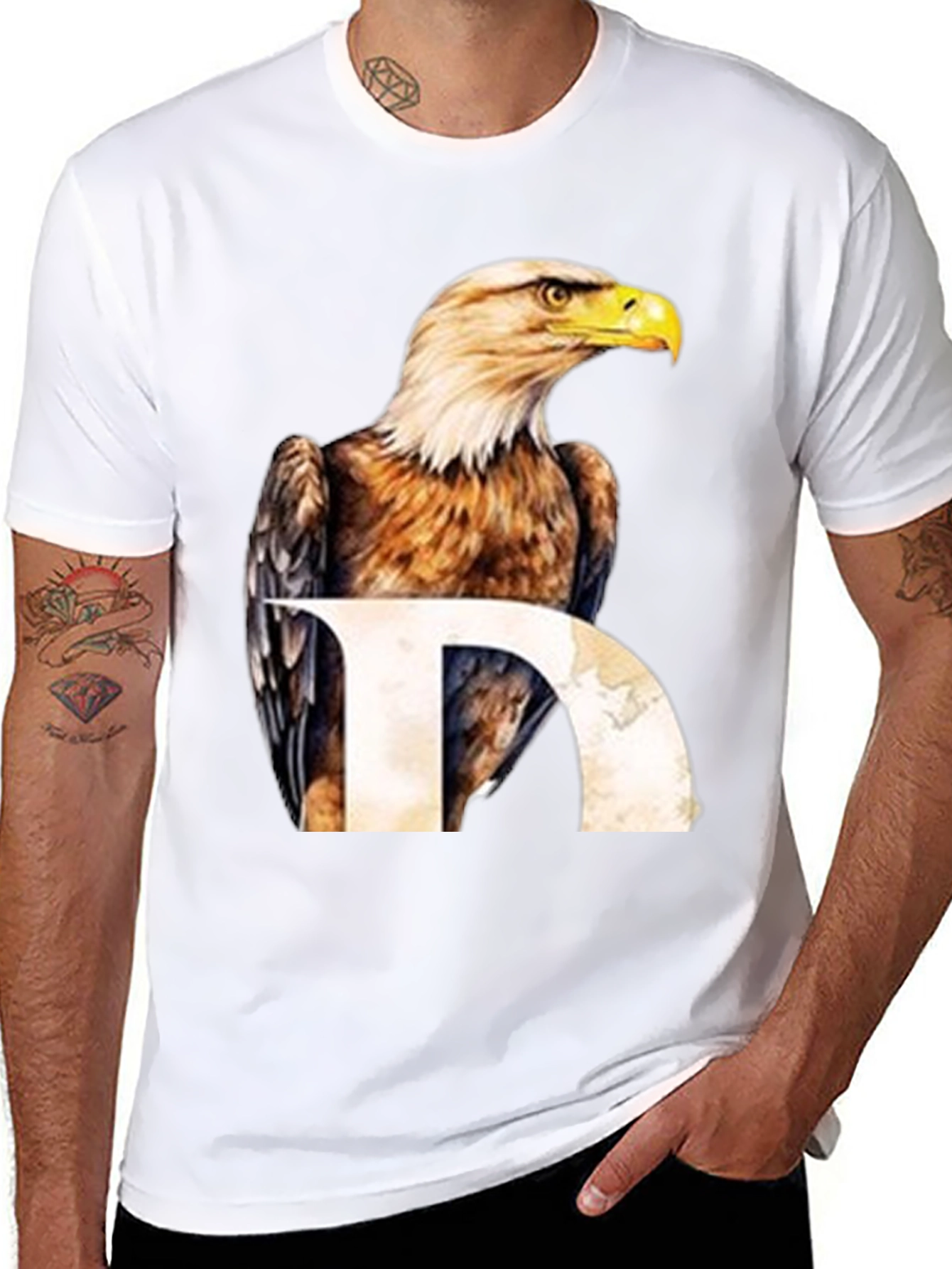 Eagle Graphic Print Black T-Shirt