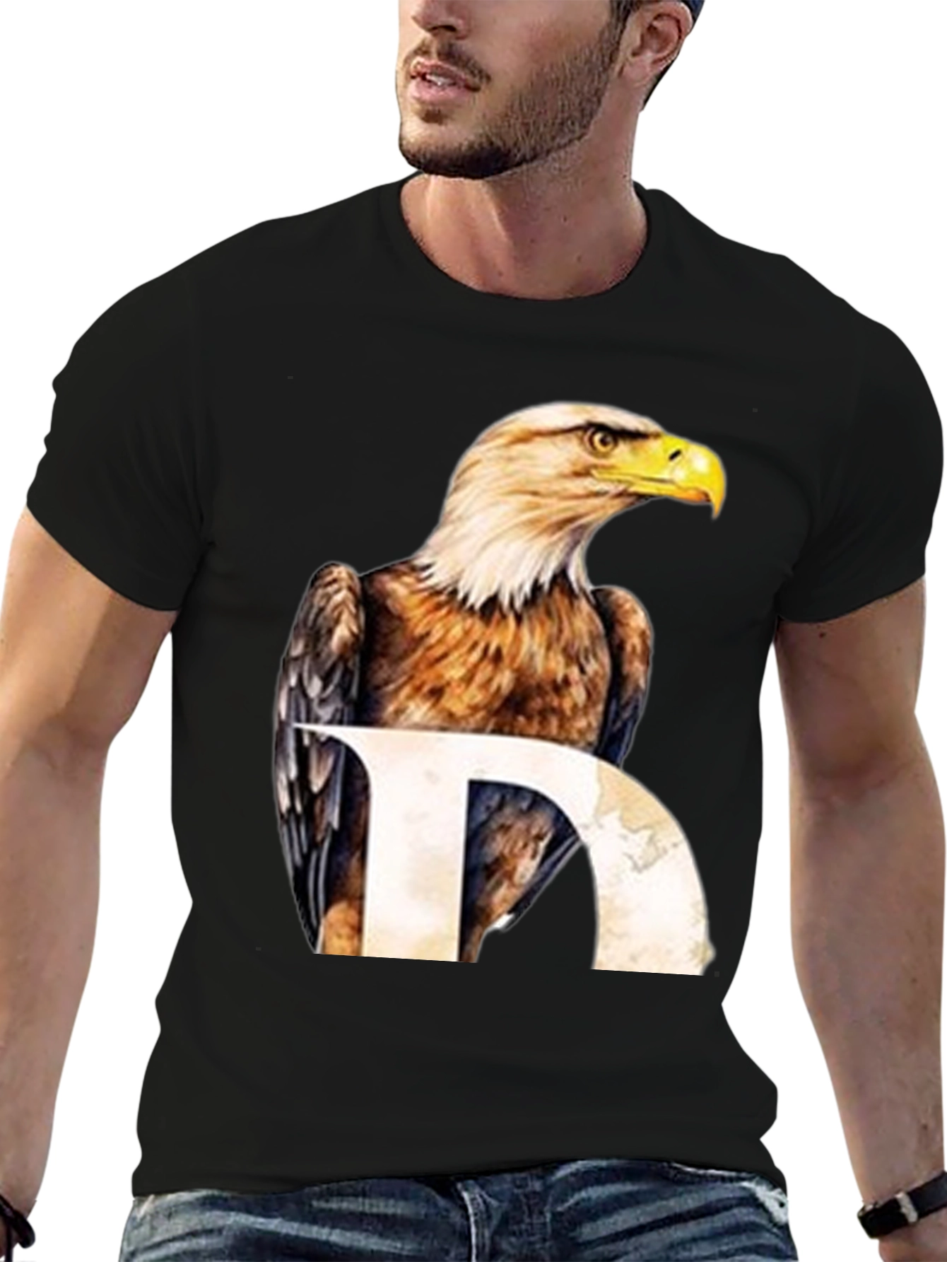 Eagle Graphic Print Black T-Shirt