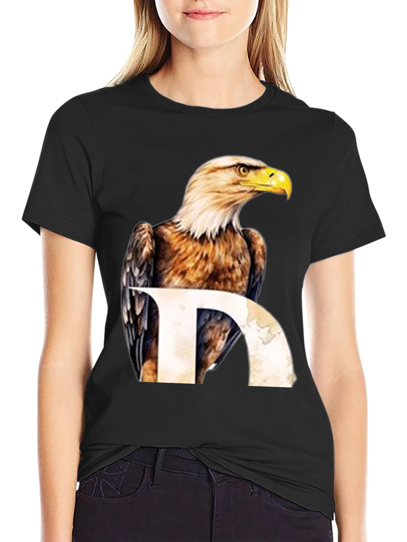 Eagle Graphic Print Black T-Shirt