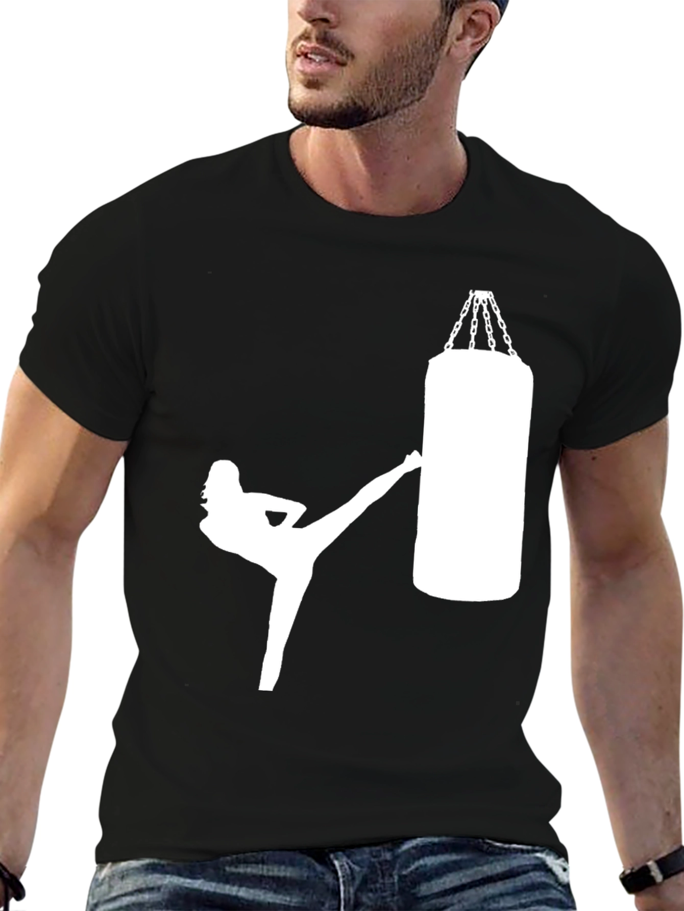 Kickboxing Girl Tee - Black Cotton Blend T-Shirt