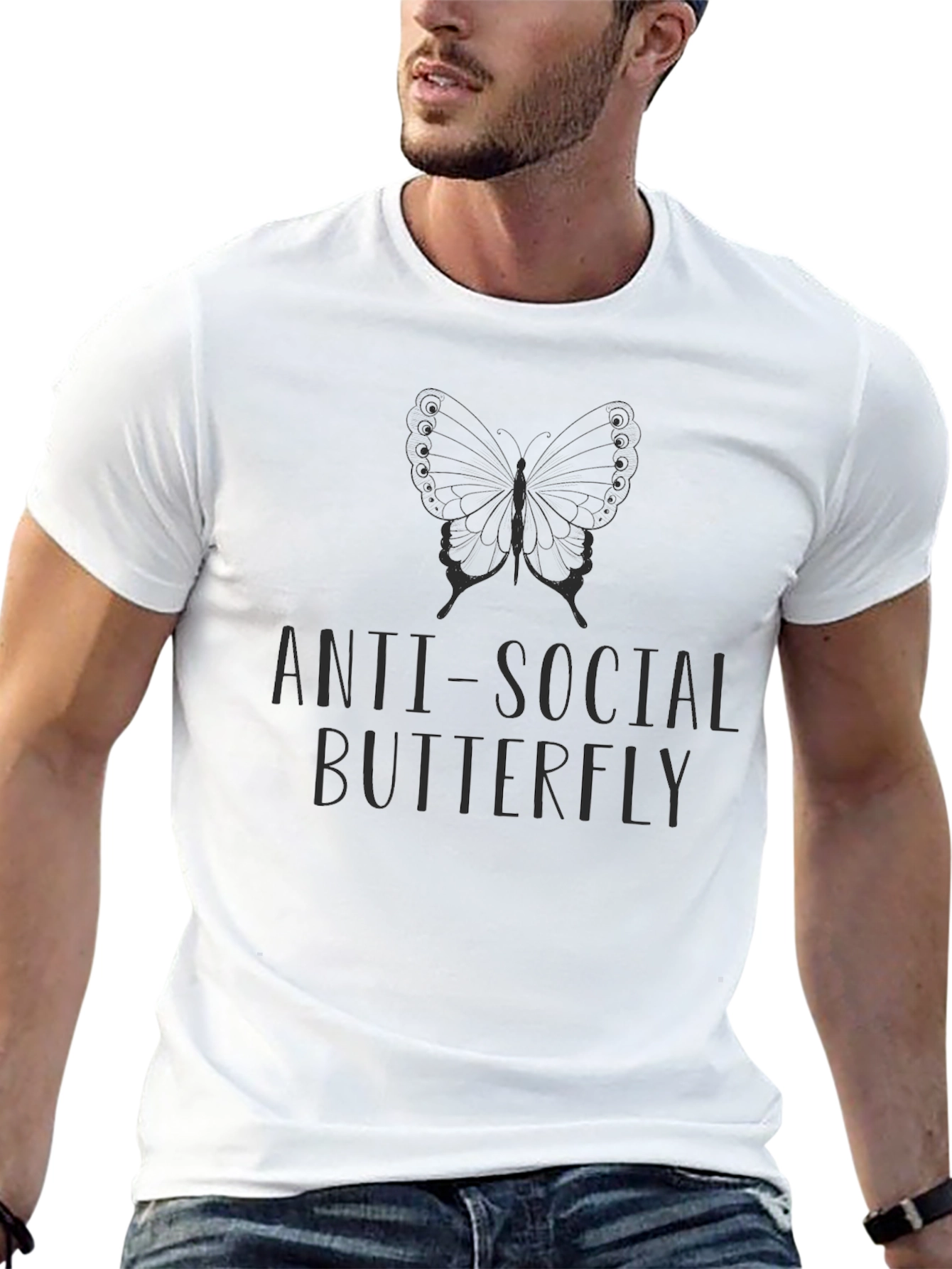 Anti-Social Butterfly Graphic T-Shirt