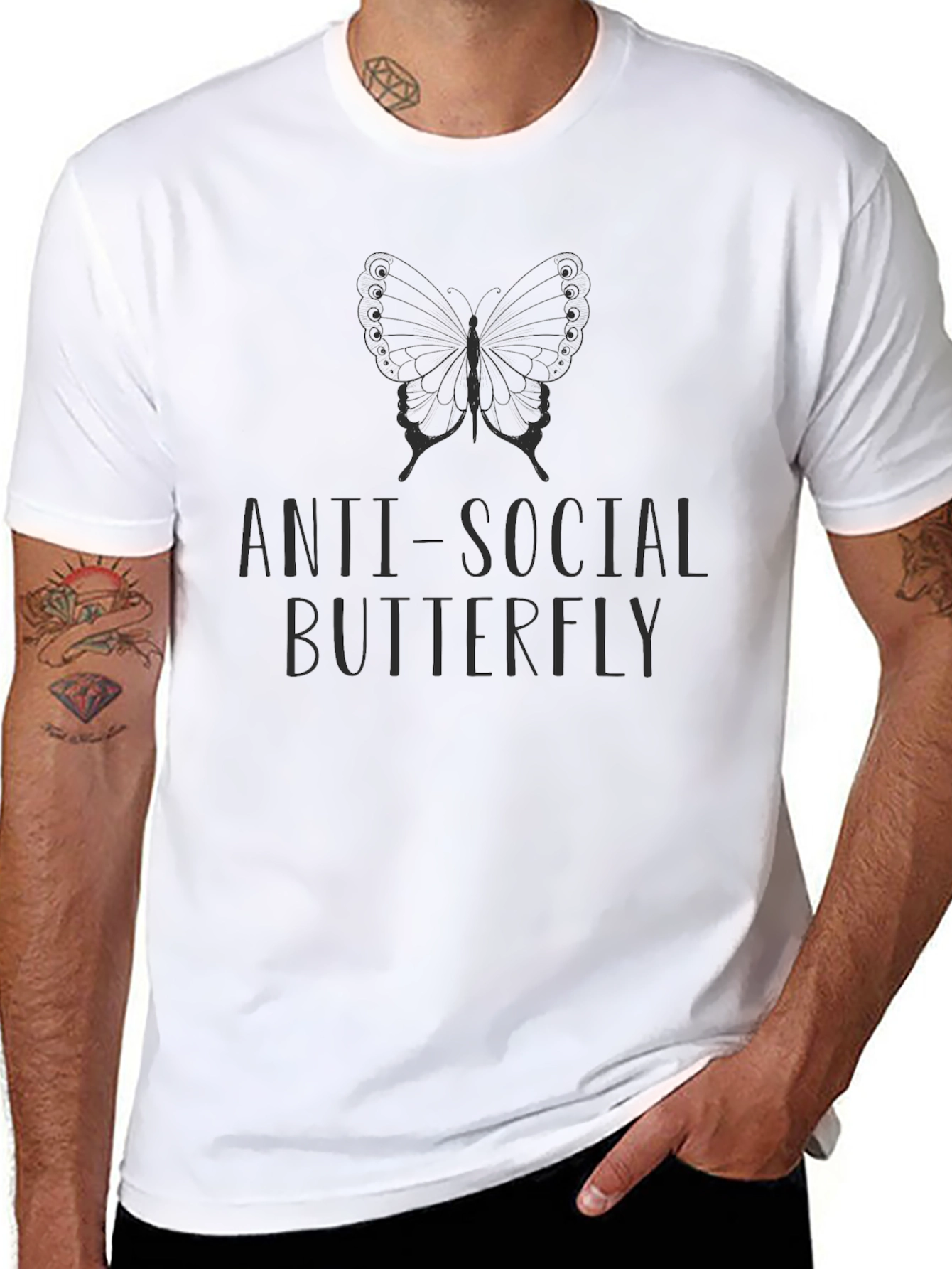 Anti-Social Butterfly Graphic T-Shirt