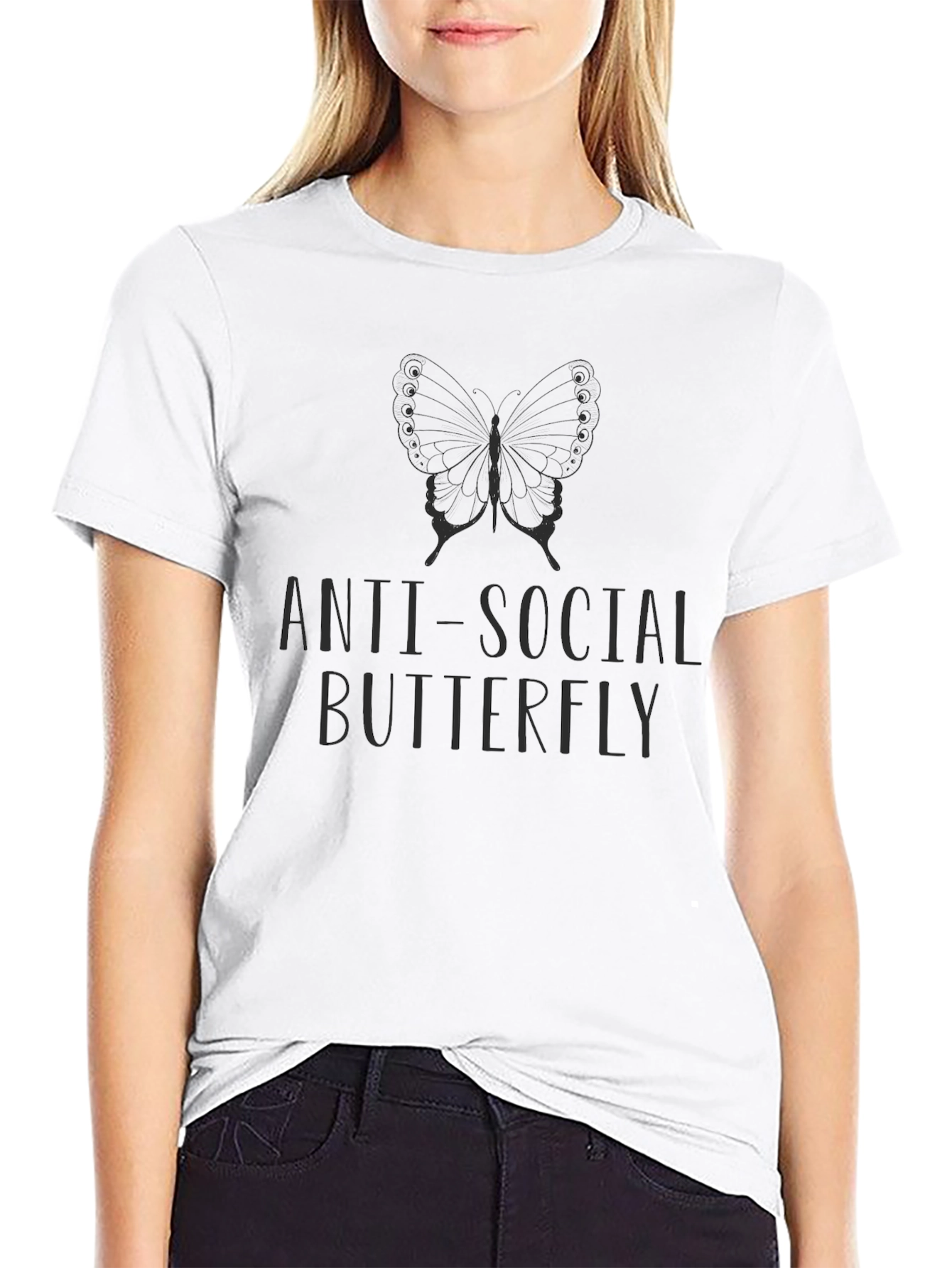 Anti-Social Butterfly Graphic T-Shirt