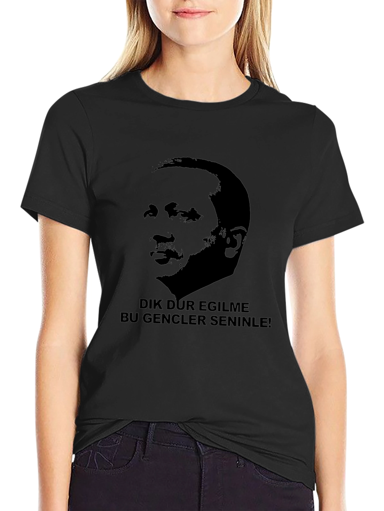 Dik Dur Egılme T-Shirt - Black Graphic Tee