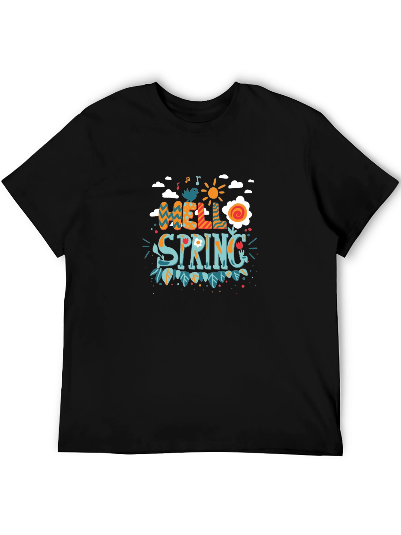 Hello Spring Graphic Tee - Black