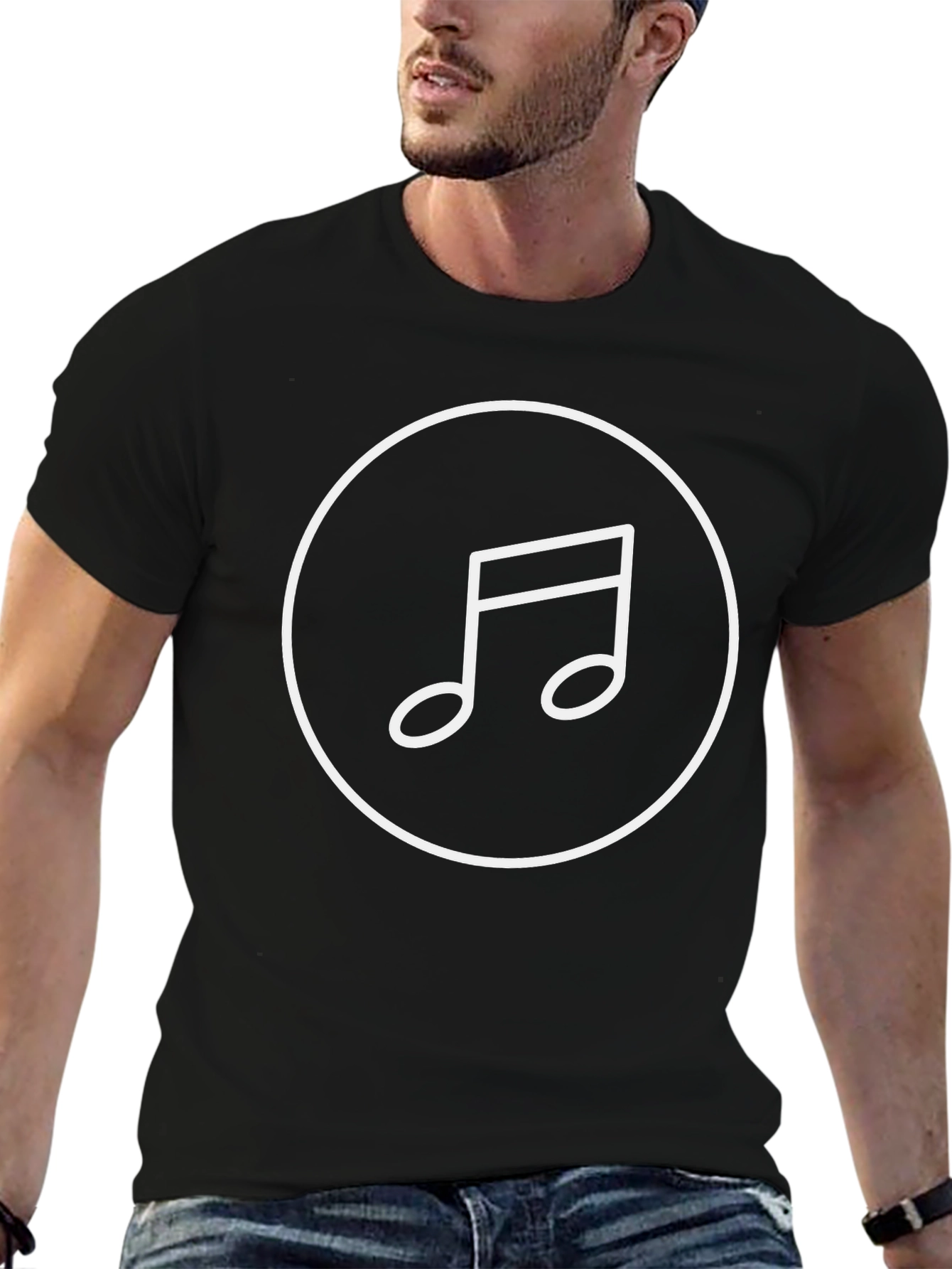 Music Note Graphic Tee - Stylish Black T-Shirt