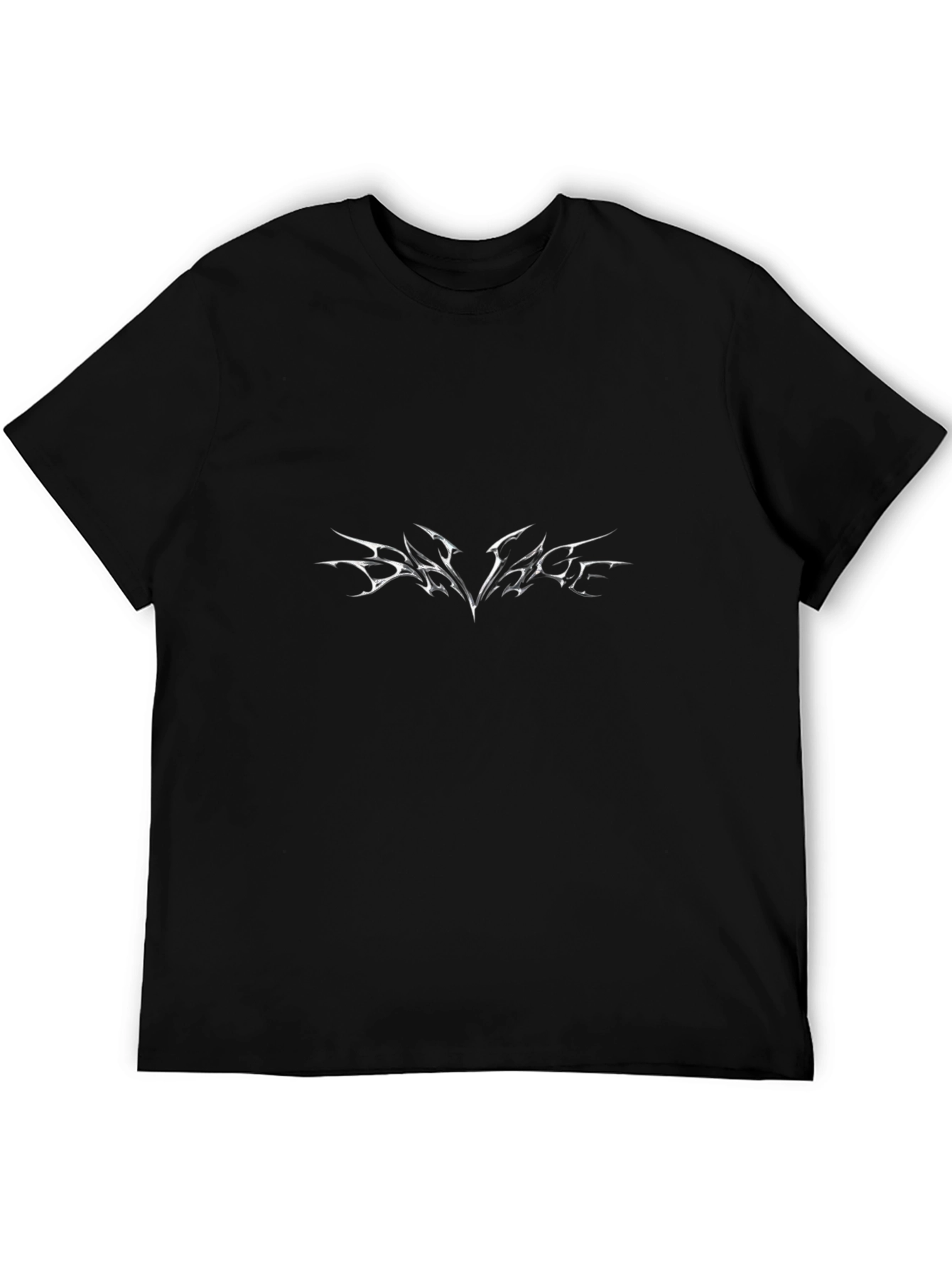 Edgy Black Tee with Abstract White Graphic Design