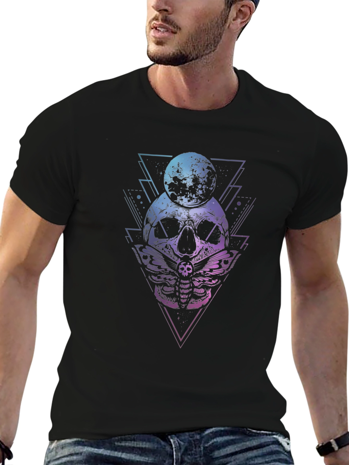 Skull Moon Moth Graphic Tee - Black T-Shirt