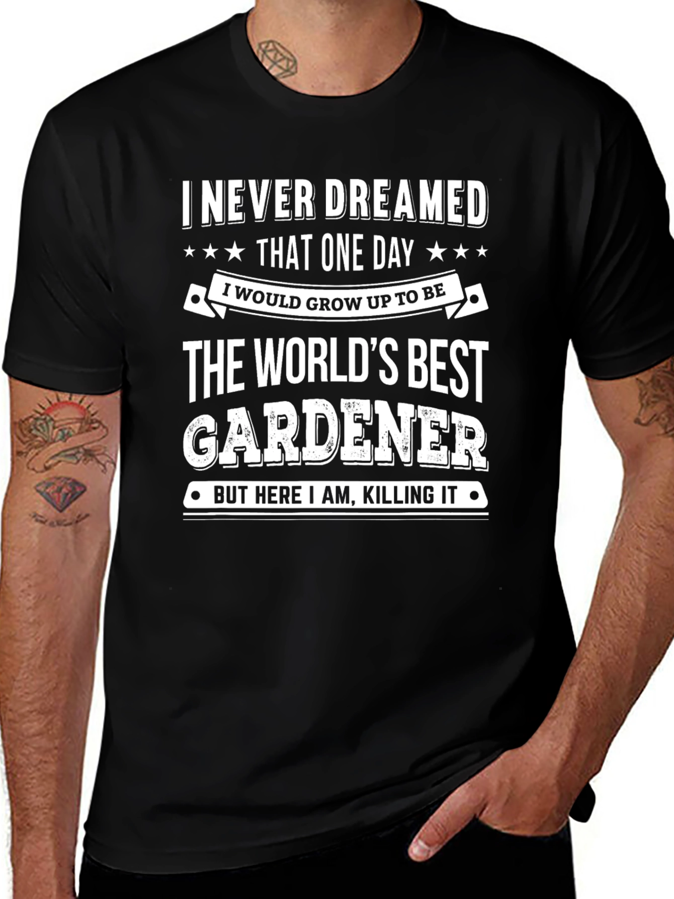 Worlds Best Gardener Black T-Shirt
