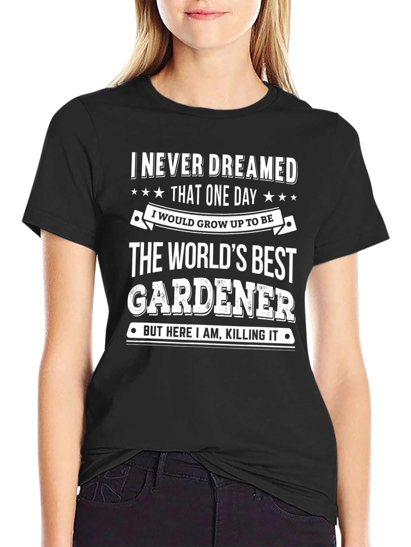 Worlds Best Gardener Black T-Shirt