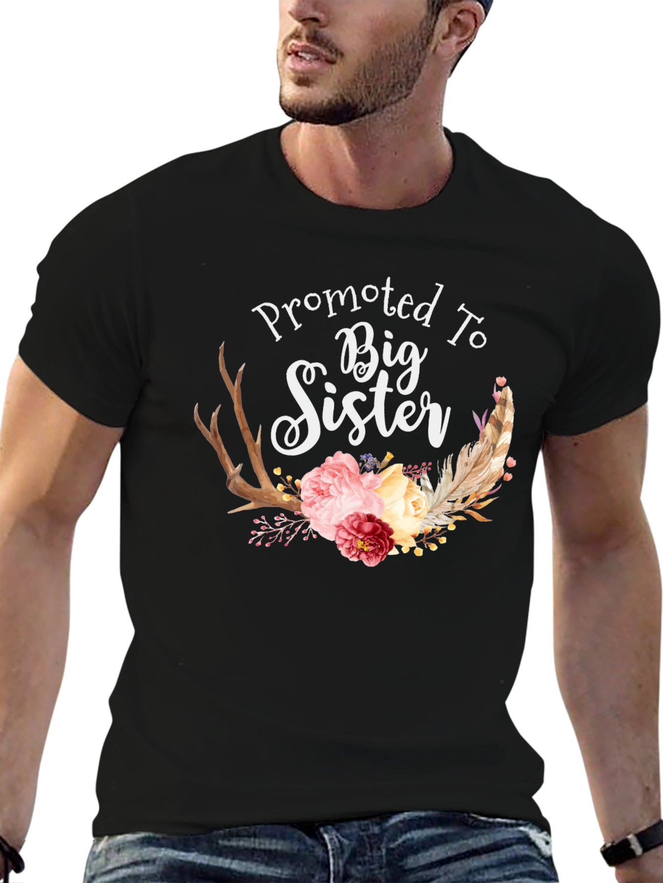 Promoted To Big Sister Floral T-Shirt