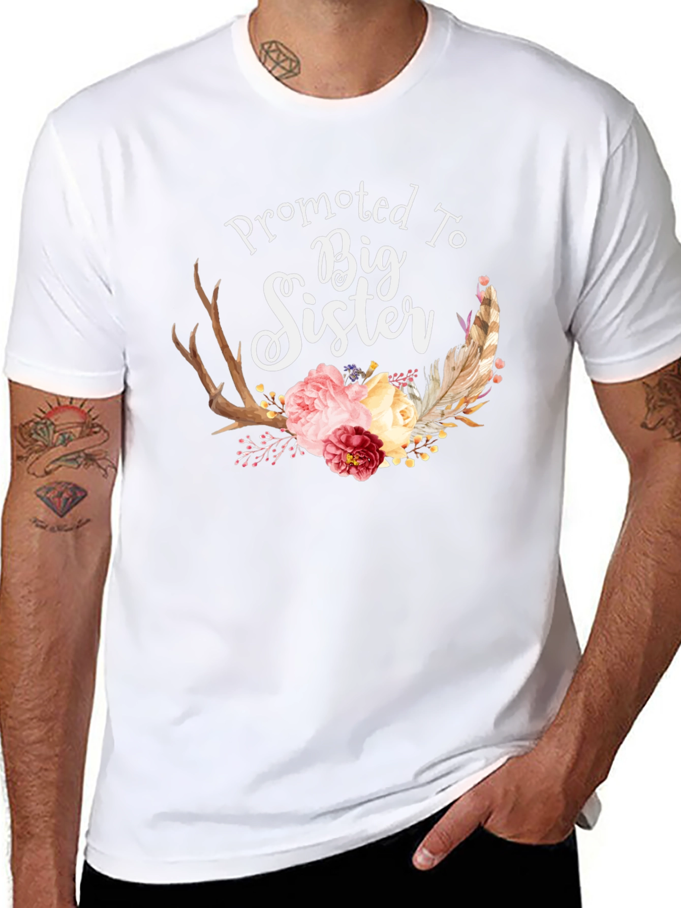 Promoted To Big Sister Floral T-Shirt