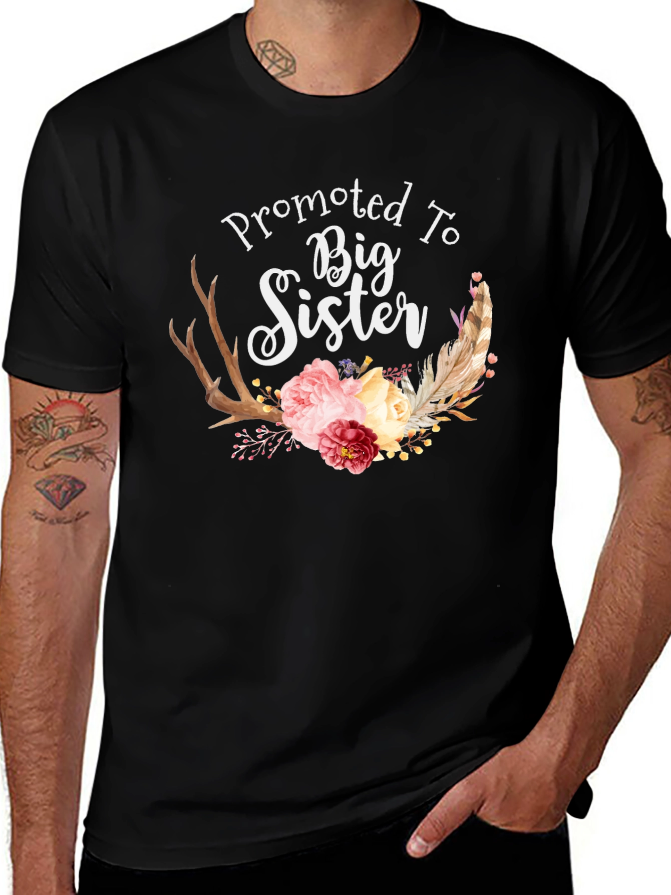 Promoted To Big Sister Floral T-Shirt