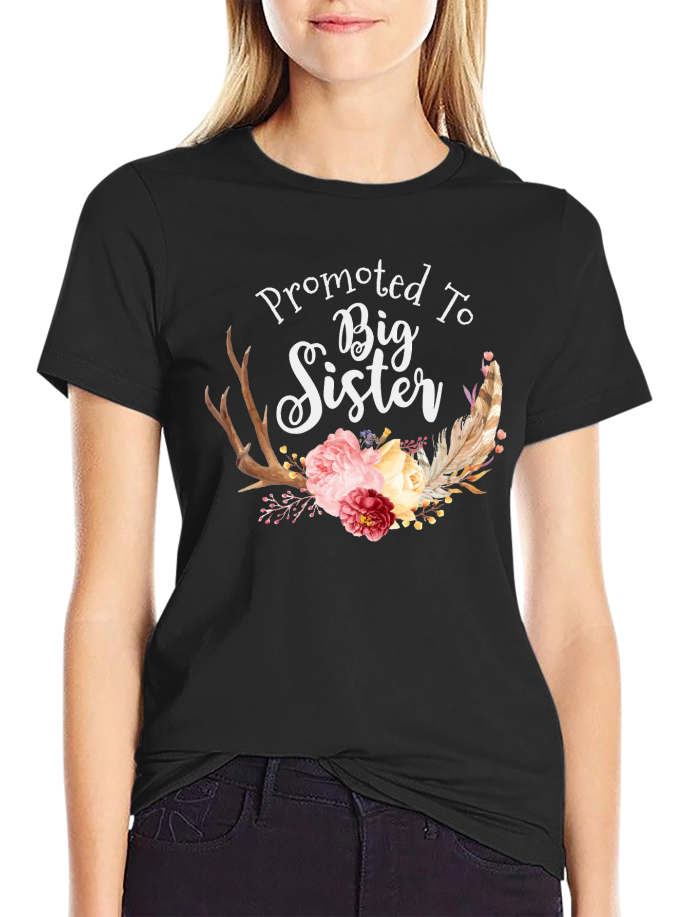 Promoted To Big Sister Floral T-Shirt