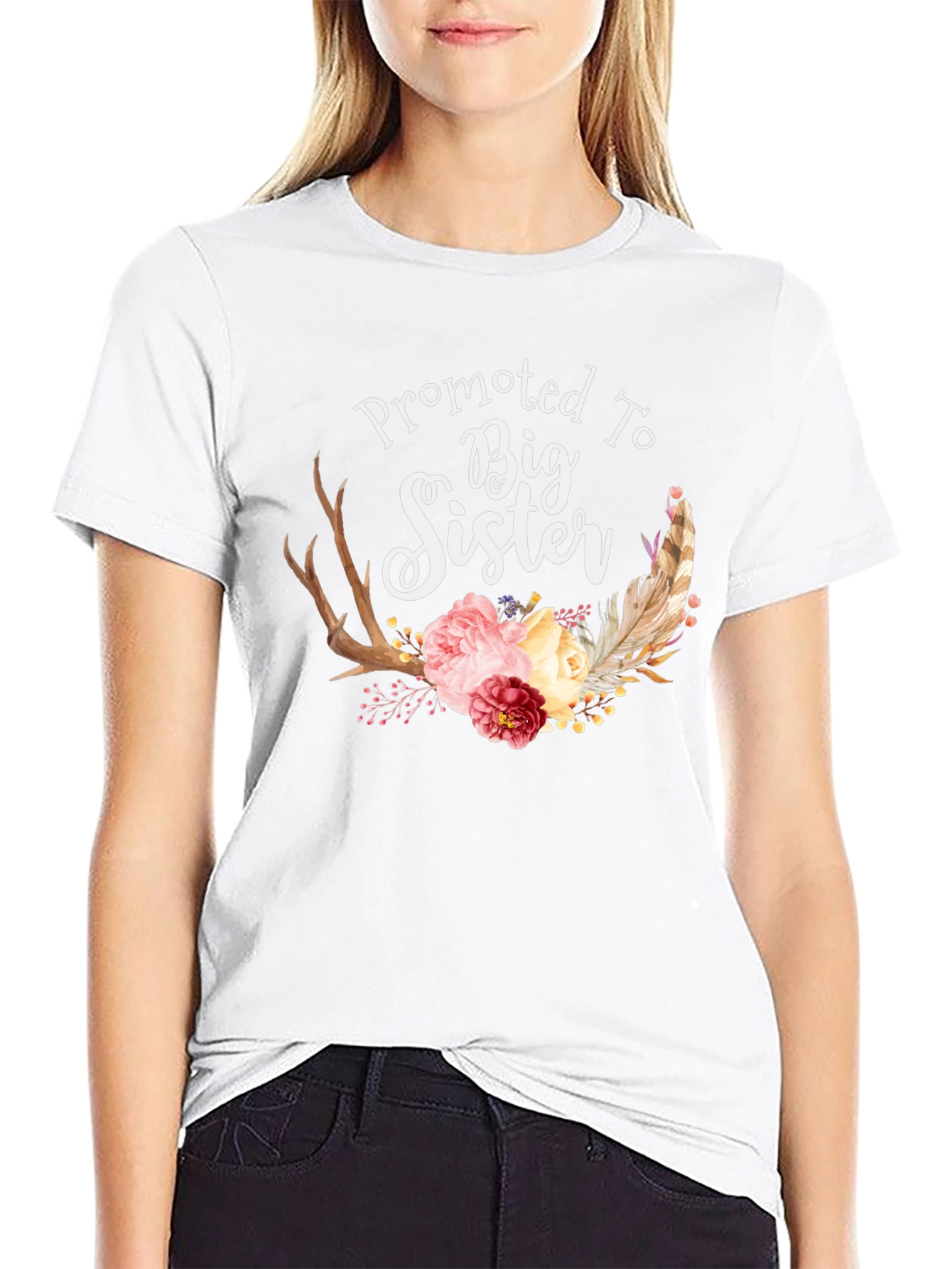 Promoted To Big Sister Floral T-Shirt
