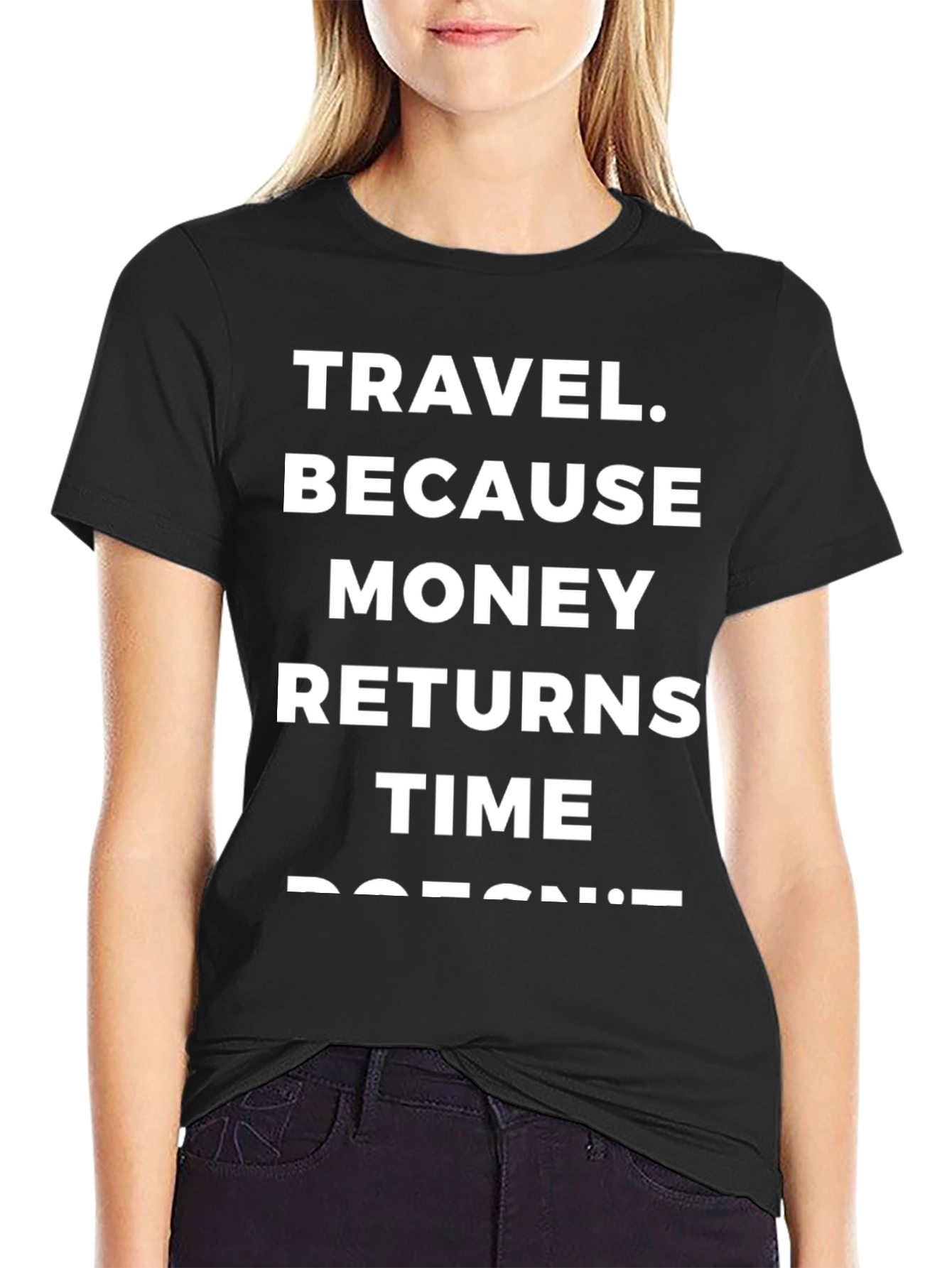 Travel Slogan Graphic Tee - Black